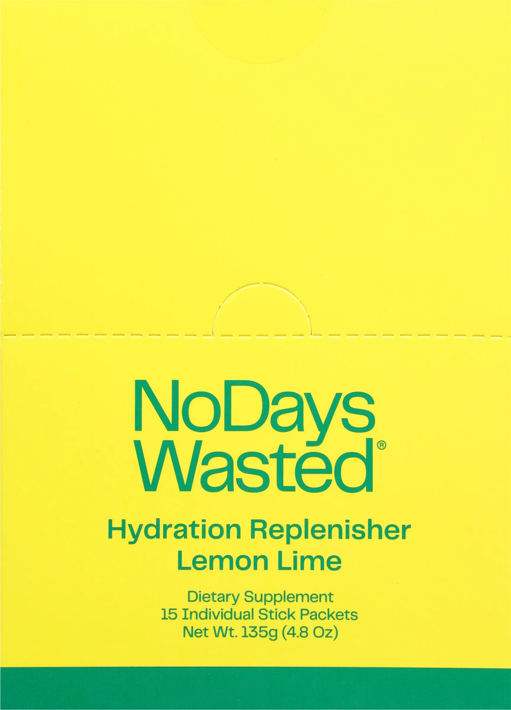 Hydration Replenisher - No Days Wasted - 15 packets - Electrolyte Powder Drink Mix - Lemon Lime - Sodium and Potassium for Rehydrating Plus Vitamins for Support (15 Count)