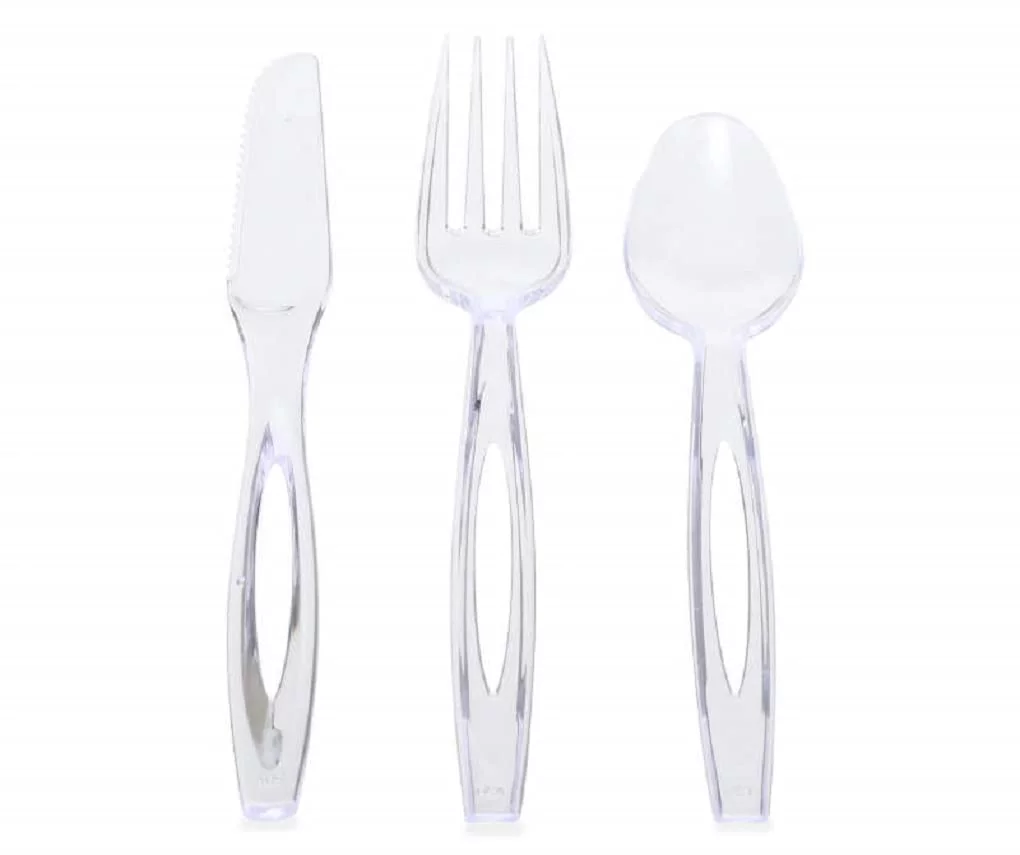 Glad Heavy Duty Assorted Cutlery, Clear Disposable / Dishwasher-Safe Forks, Knives, and Spoons, 120 Piece Set