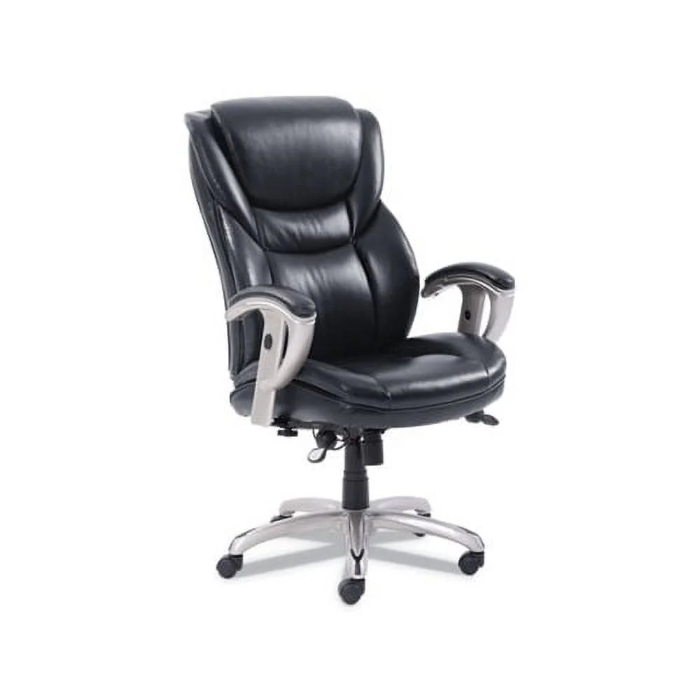 Emerson Executive Task Chair Supports up to 300 lbs., Black Seat/Black Back, Silver Base