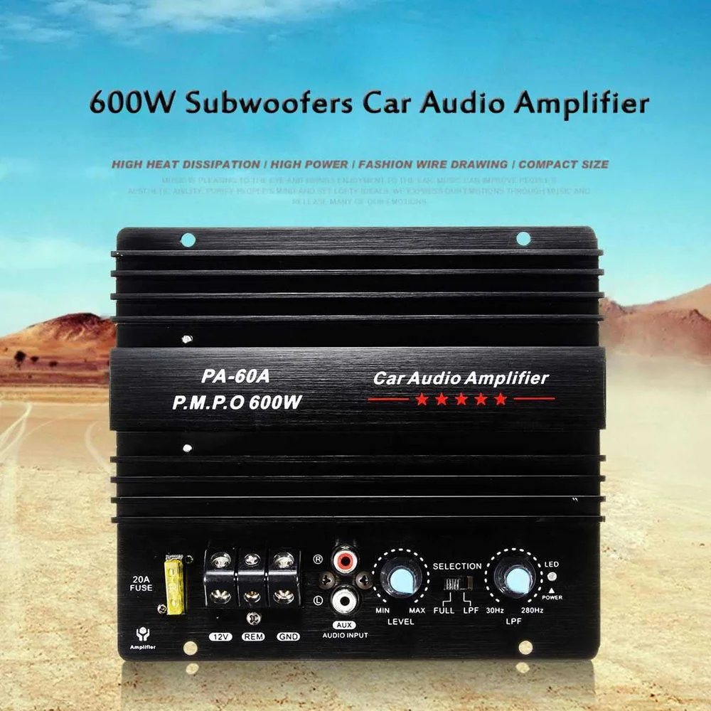 GoolRC 600W Car Subwoofer High Power Board Single Channel Audio Amp. 12.0V