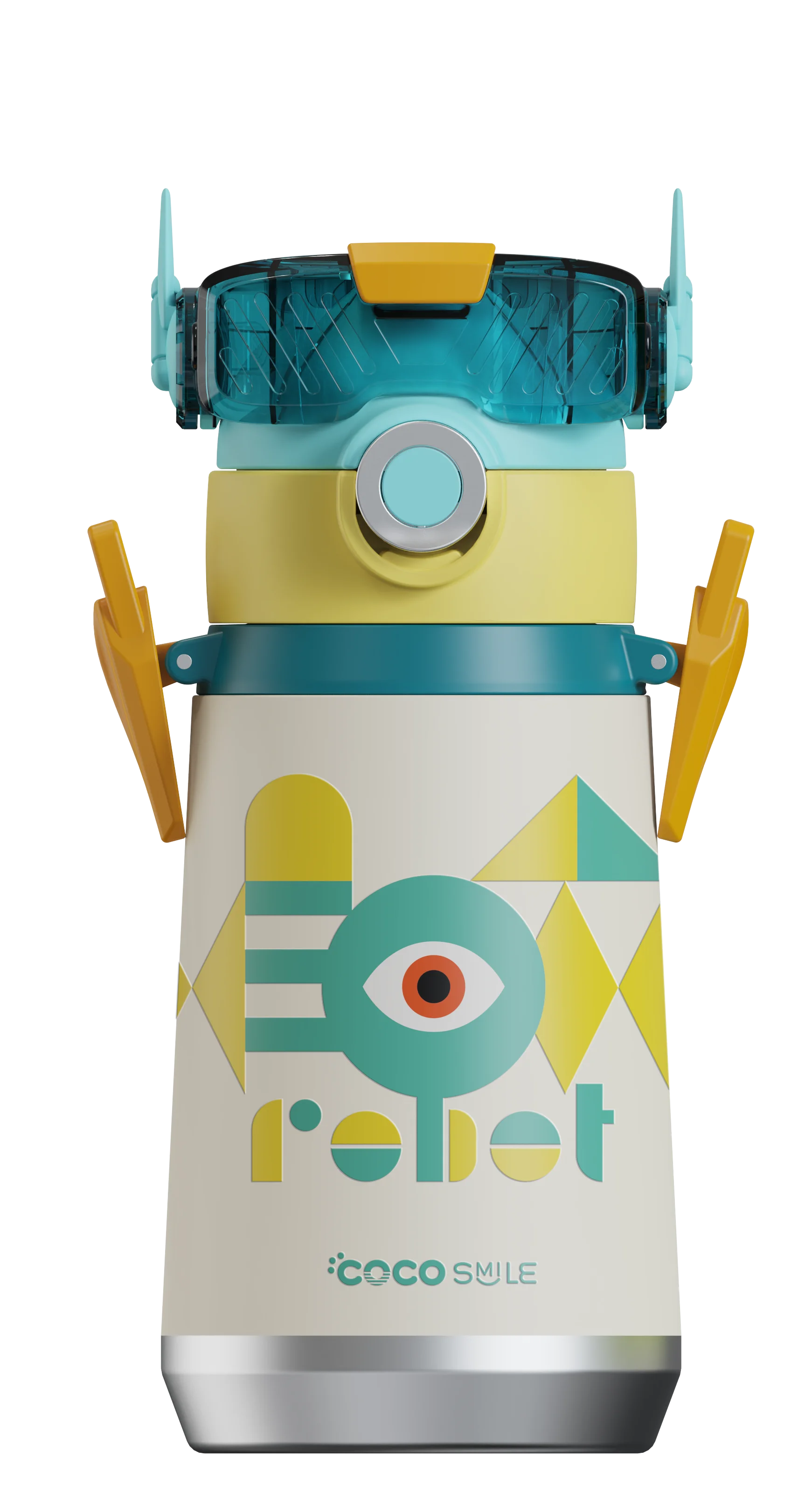 Robot Direct Drinking Thermos Cup (Single Eye, White Color)