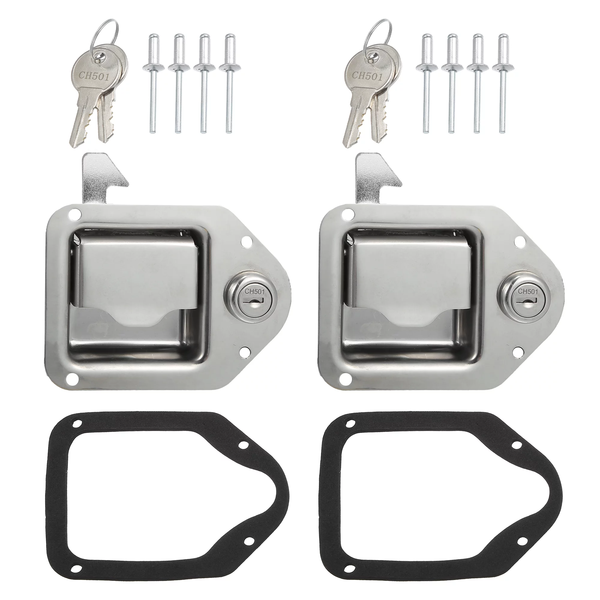 2 Set Truck Tool Box Latch Stainless Steel Toolbox Paddle Lock Handle with Keys for Truck RV Trailer UTV