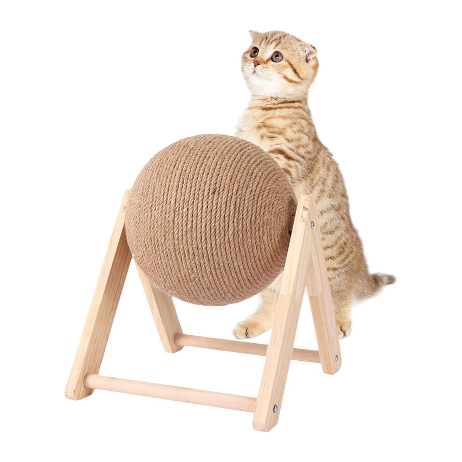 2021 Pet Cat Scratcher Toy Wooden Natural Sisal Rope Ball Cat Scratching Ball AU 8.66x7.09x6.29 inch