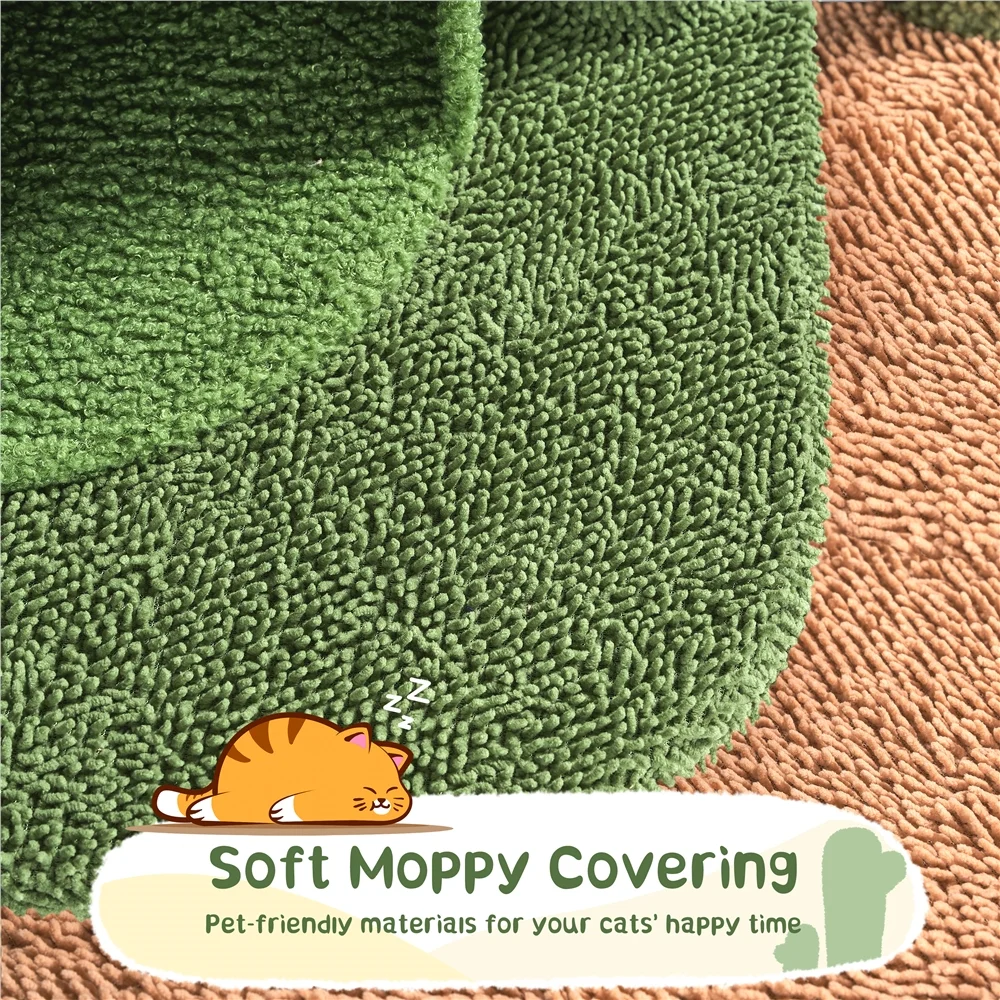 Yaheetech 52.5''H Cactus Cat Tree Condo,Green/Brown