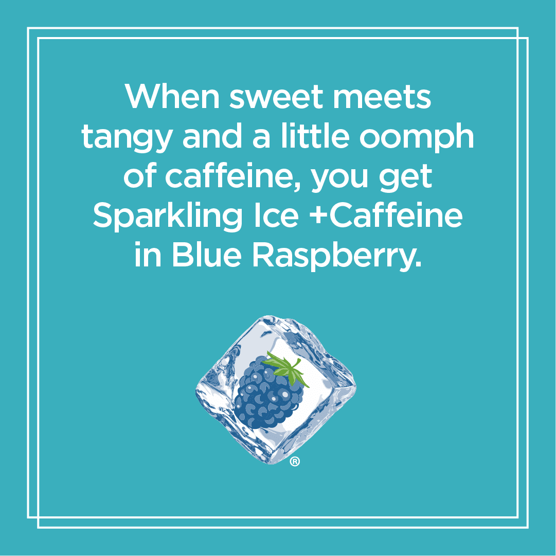 Sparkling Ice +Caffeine Zero Sugar Flavored Sparkling Water, Blue Raspberry Sparkling Water, 16 Fl Oz Can