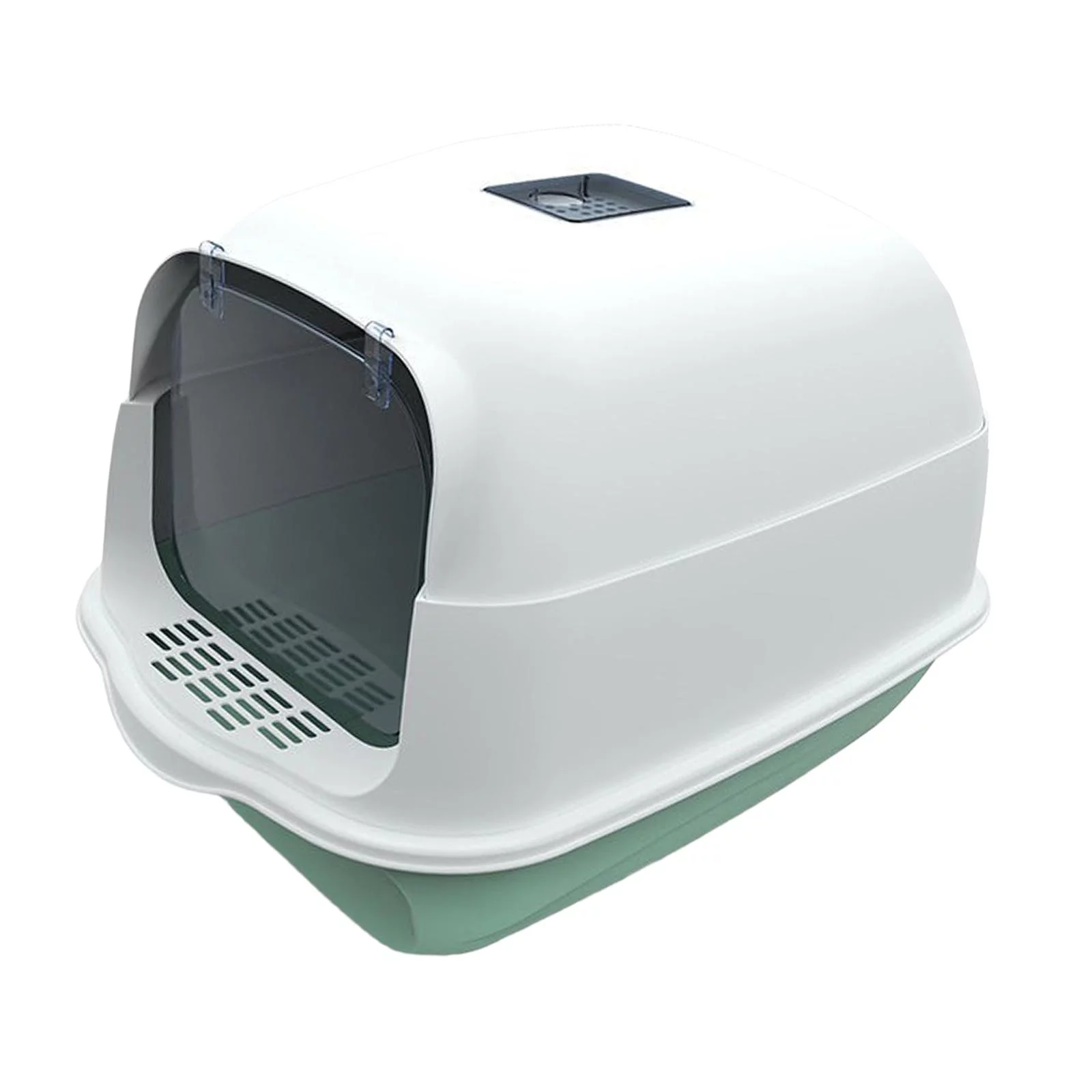 Cat Fully Enclosed Easy to Clean Prevent Smell Anti Splashing Waterproof Litter Pan Reusable Toilet Pet Supplies Cat Toilet Green Bottom