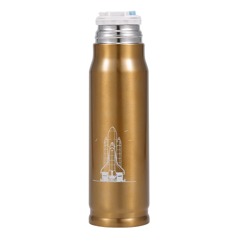 Walmeck Water Bottle Stainless Steel 500ml Vacuum Insulated Water Bottle Bullet Shape Travel Cup Keep Warm