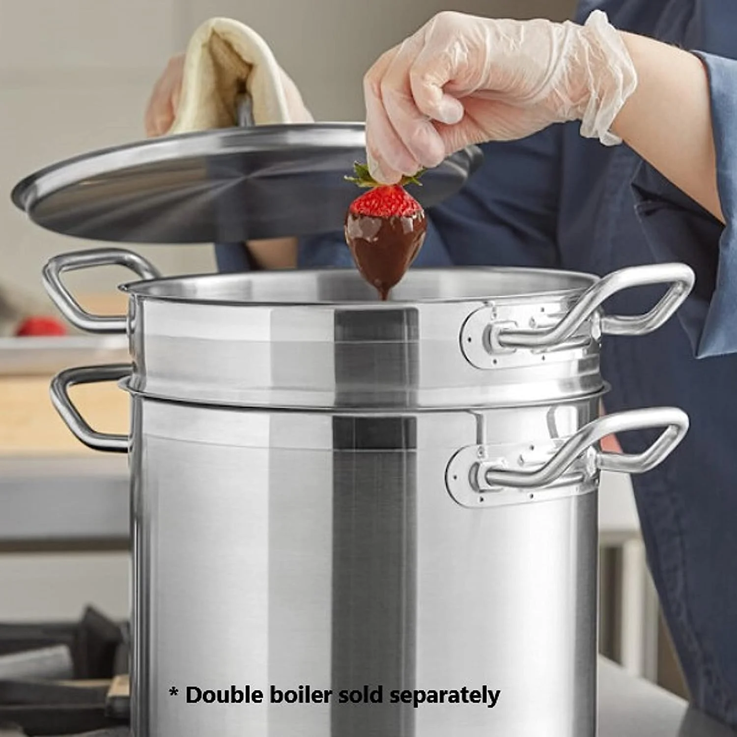Truecraftware – 8 qt. Stainless Steel Double Boiler Cover- Stainless Steel Pot Cover for Melting Chocolate Candy Butter and Cheese Dishwasher & Oven Safe