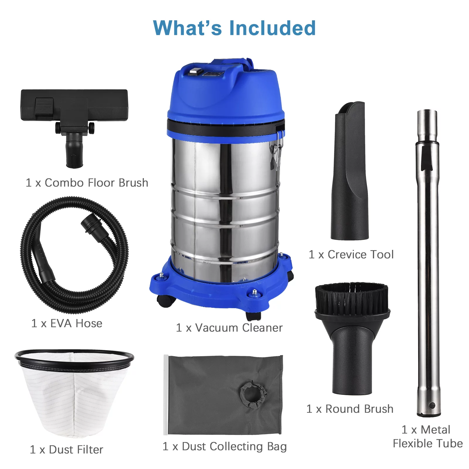 Dry Cleaner 1400W Multifunctional Extractor Floor Cleaner 30L8 Gallons 18Kpa Suction for Home Garage Car Hotel Workshop Commercial Use