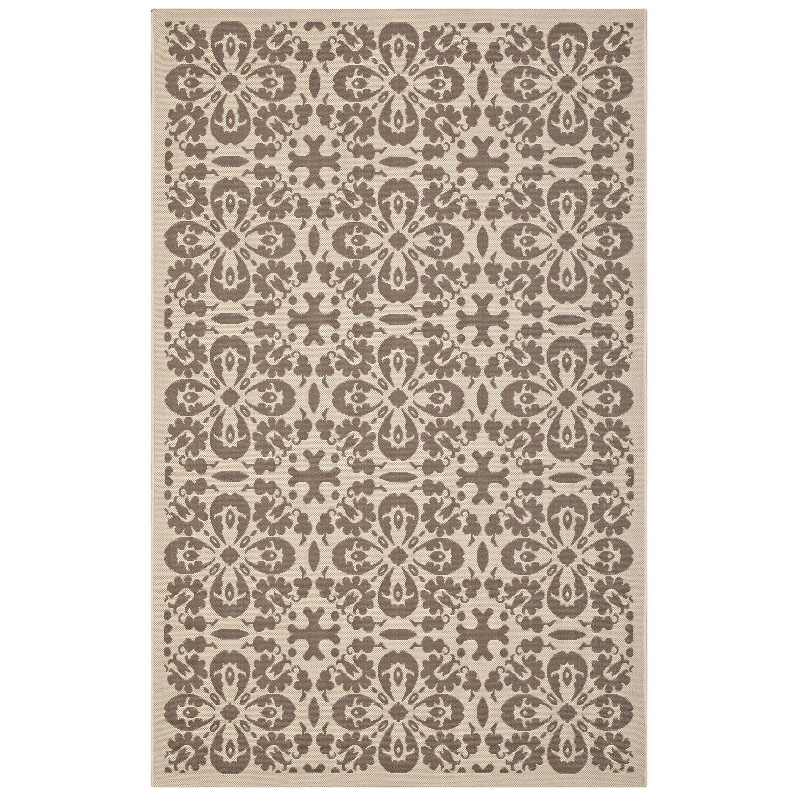 Modway Ariana 5' x 8' Floral Trellis Area Rug in Beige