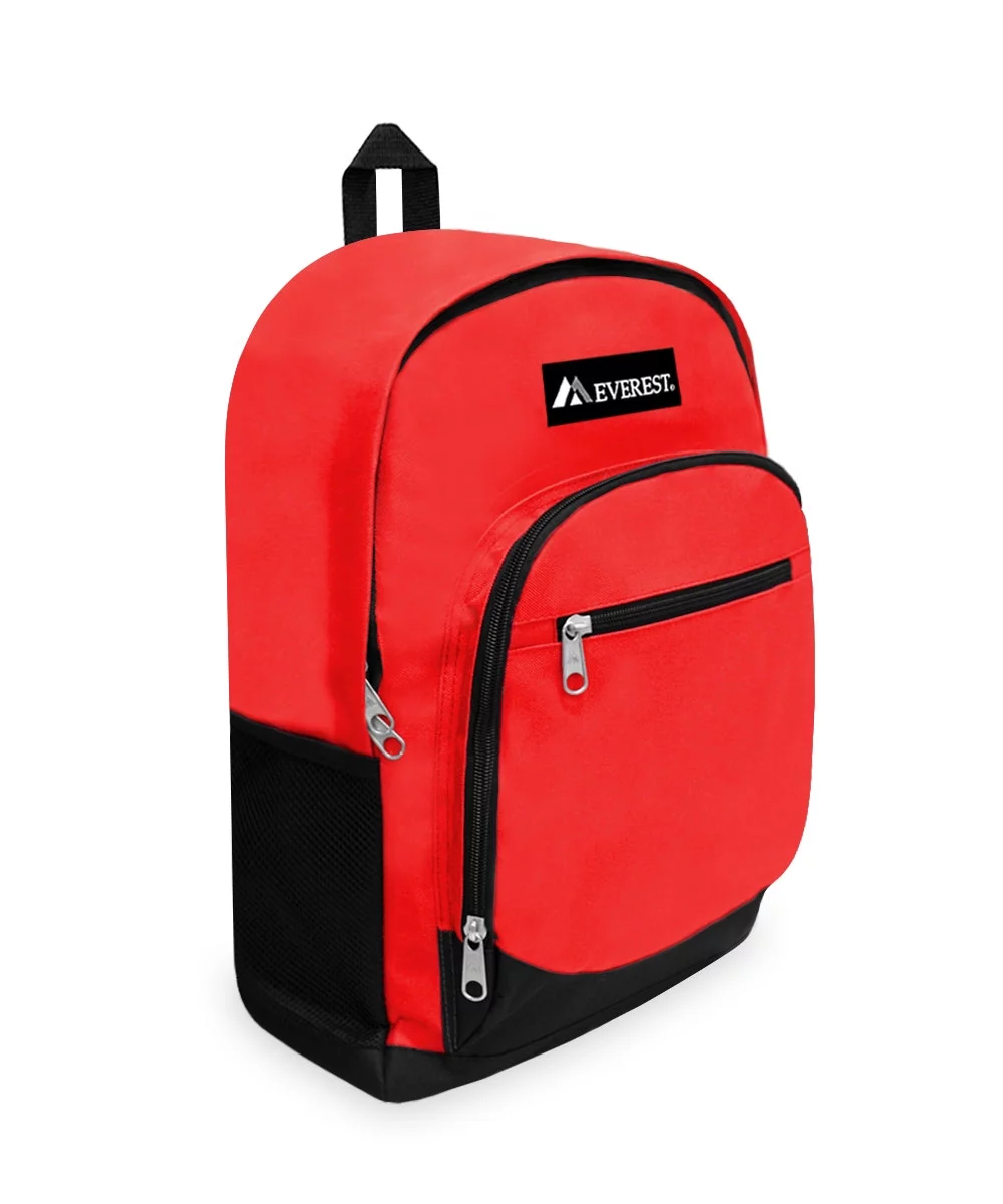 Everest Unisex Casual Backpack with Side Mesh Pocket, Red Black