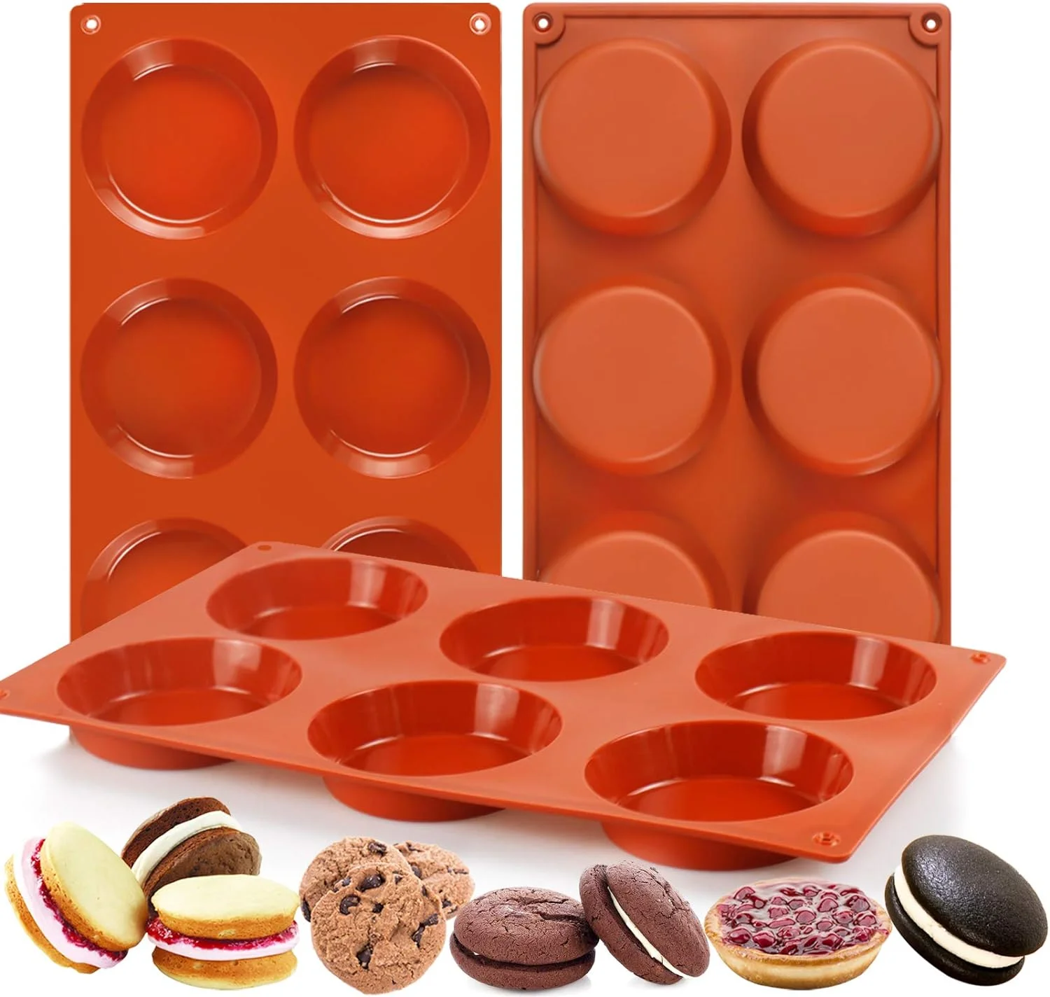3 Pcs Silicone Muffin Top Pans for Baking, 6-Cavity Non-Stick 3