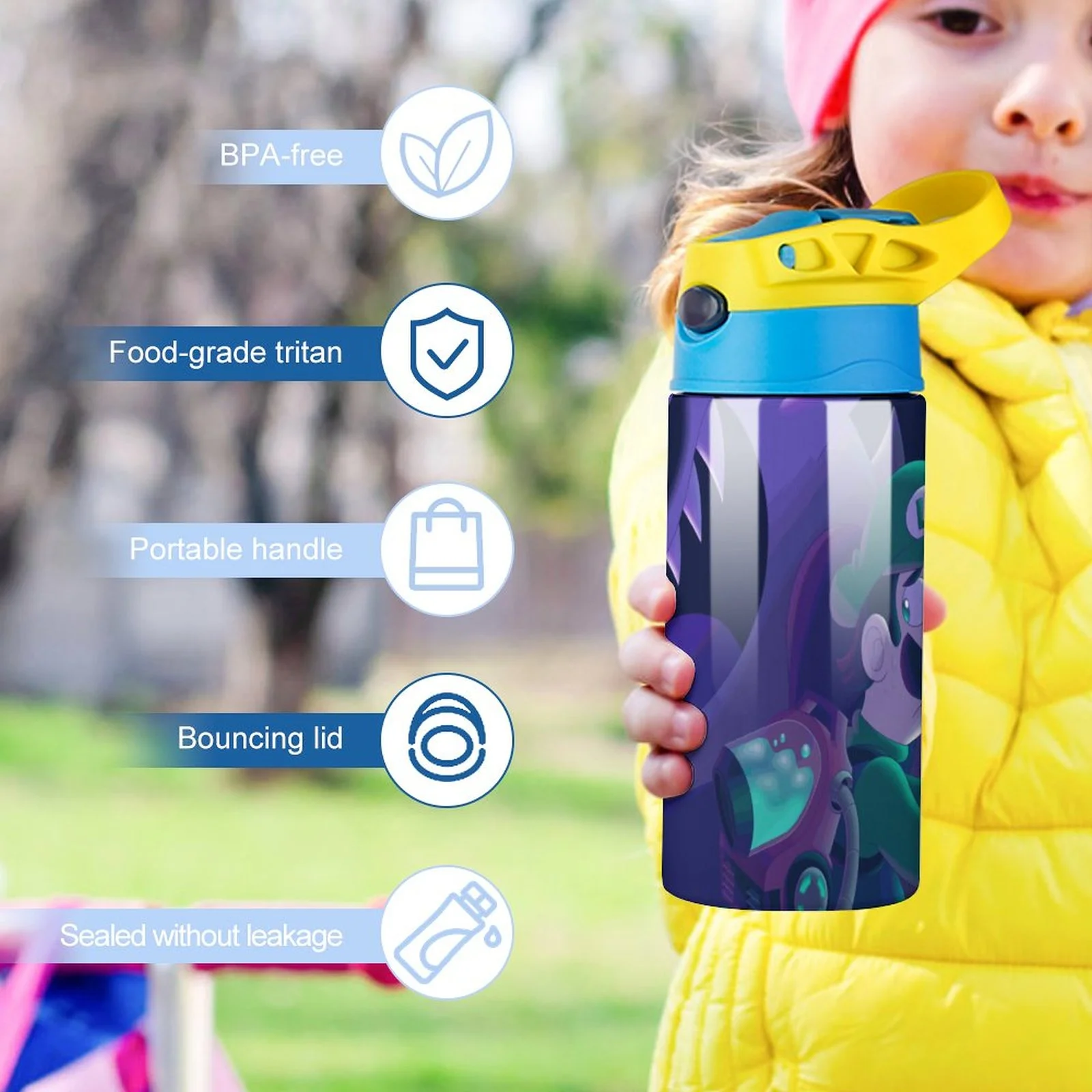 Luigi's Mansion Boo Kid's Insulated Water Bottle With Straw Vacuum Stainless Steel Cup Leak-Proof Children Toddler Thermoses