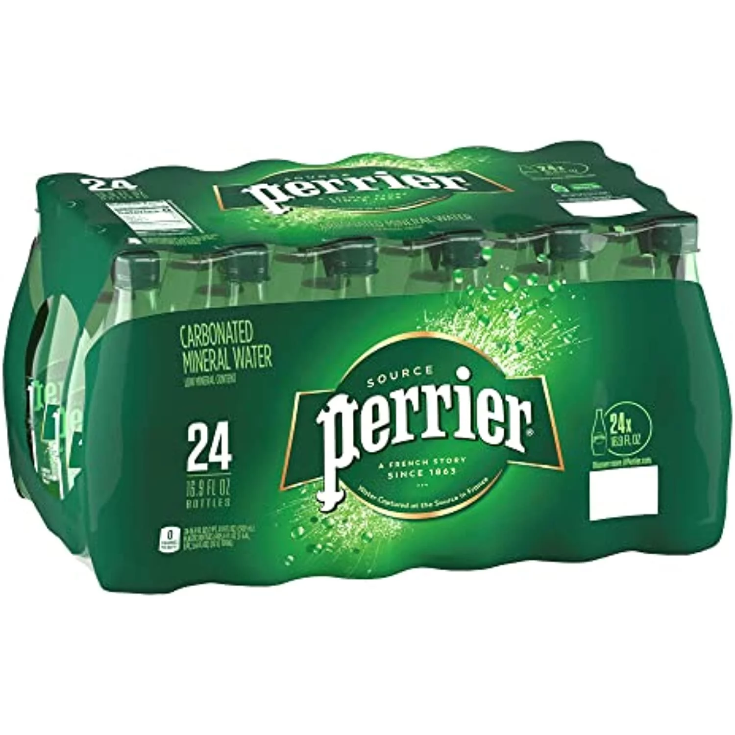 Perrier Sparkling Natural Mineral Water, 16.9 Oz, Case Of 24 Bottles