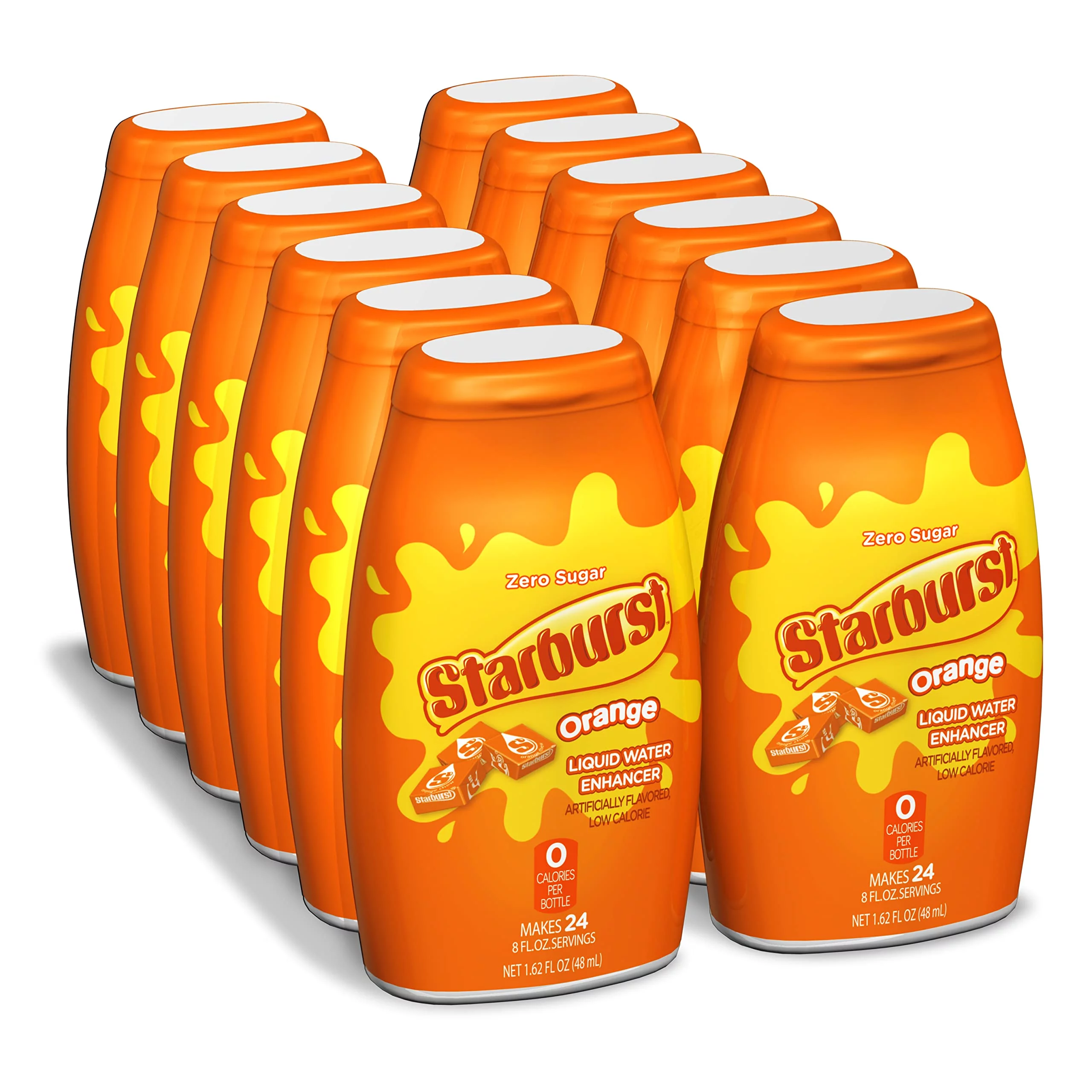 Starburst, Liquid Water Enhancer 1.62 Fl. Oz. Bottle Pack – Orange – Low Calorie Zero Sugar Drink Enhancer Bottle Makes 24 8Oz. Servings Convenient Easy To Use, 12 Count