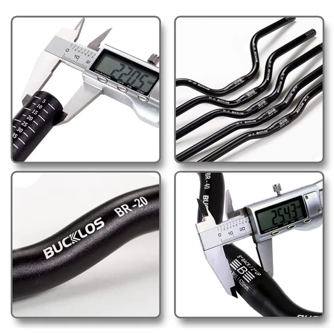 BUCKLOS Mountain Bike Handlebars 25.4mm Rise 20/40/60/100mm Aluminum Alloy MTB Riser Handlebars