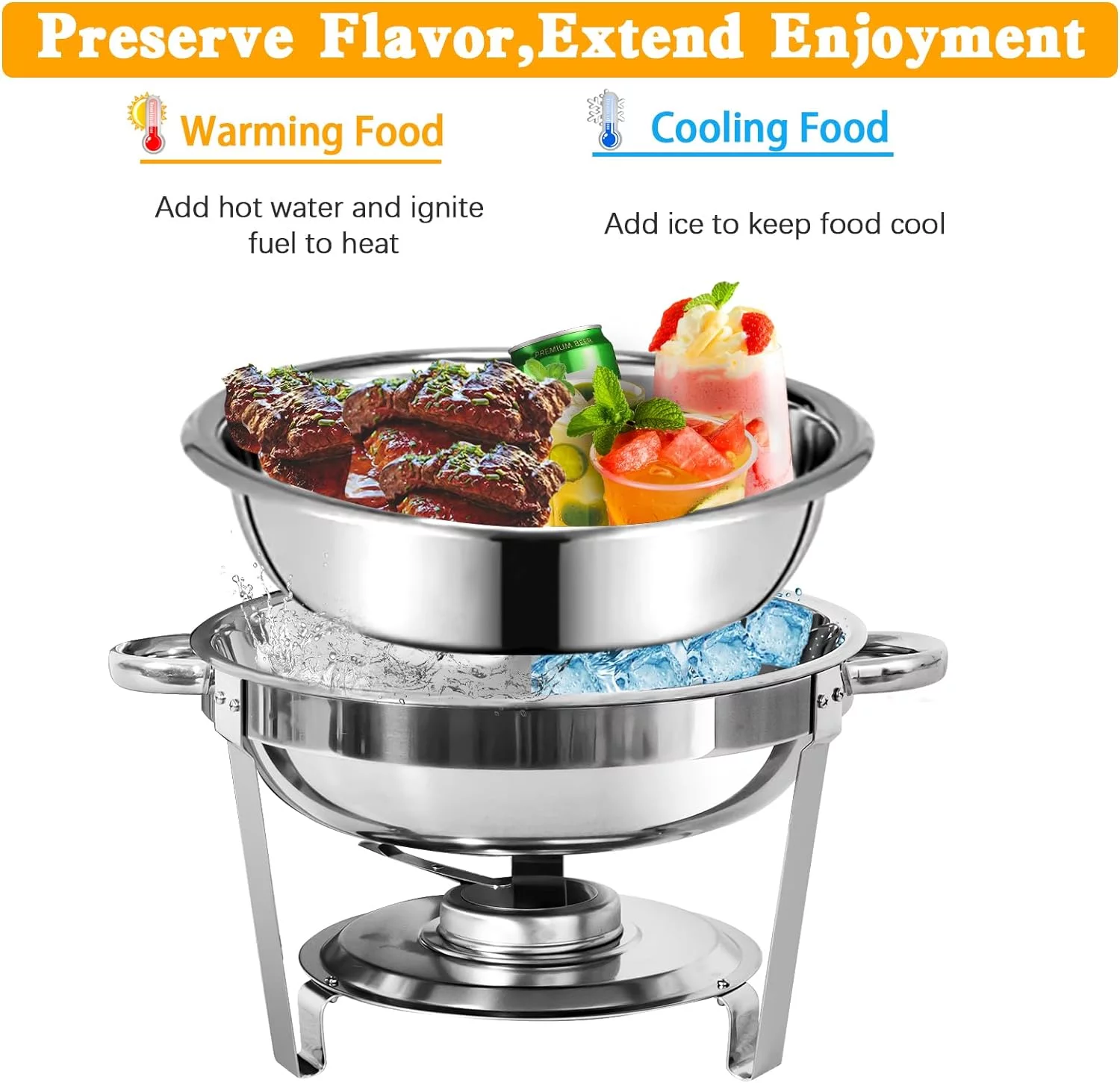 PRIJESSE 4 Packs 6 QT Chafing Dish Buffet Set, Stainless Steel Chafing Dishes with Lid for Parties Buffet Weddings Events