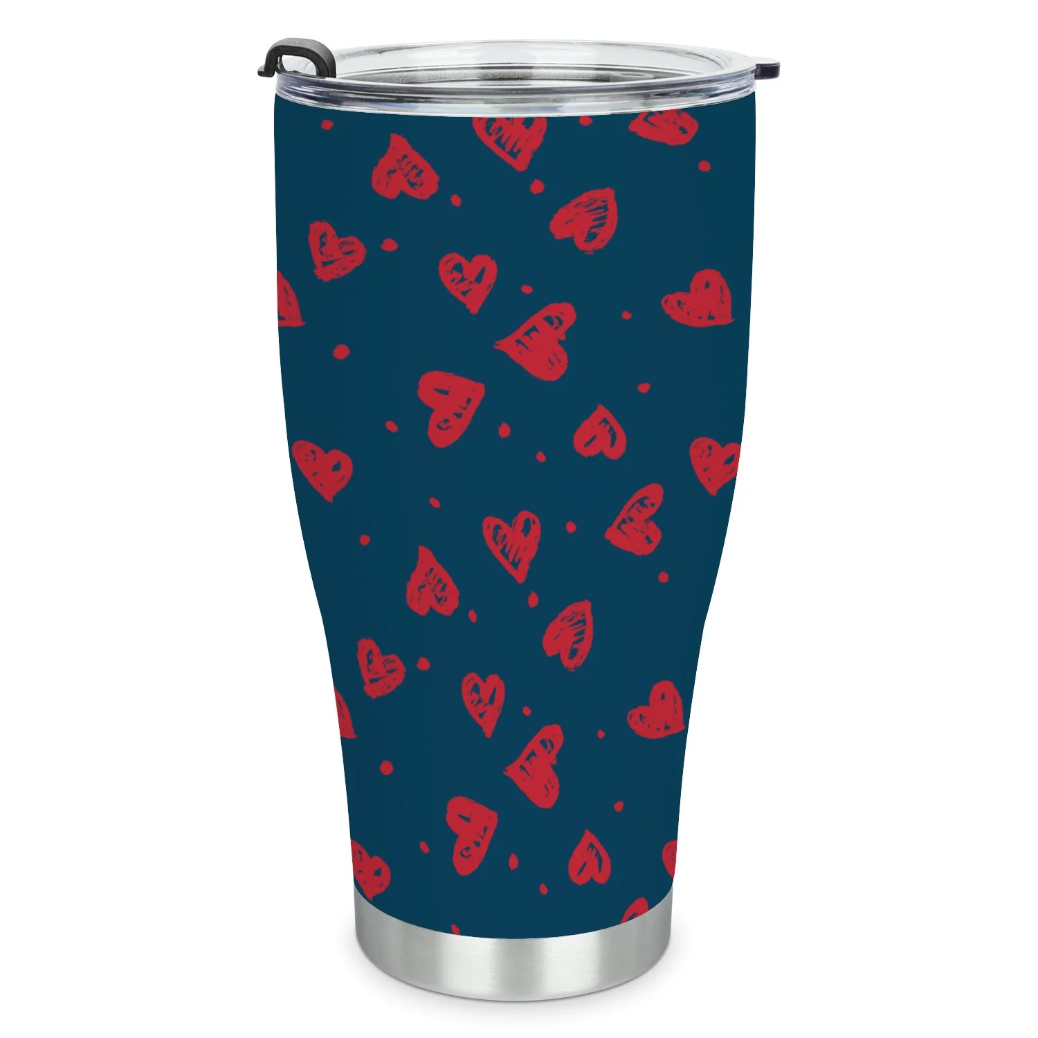 Hidove Stainless Steel Tumbler, Abstract Seamless Pattern with Hearts. 30oz Leak Proof & Stainless Steel Bottle for Hot & Cold Drinks - Coffee Travel Mug, Water Metal Canteen, Thermal Cup