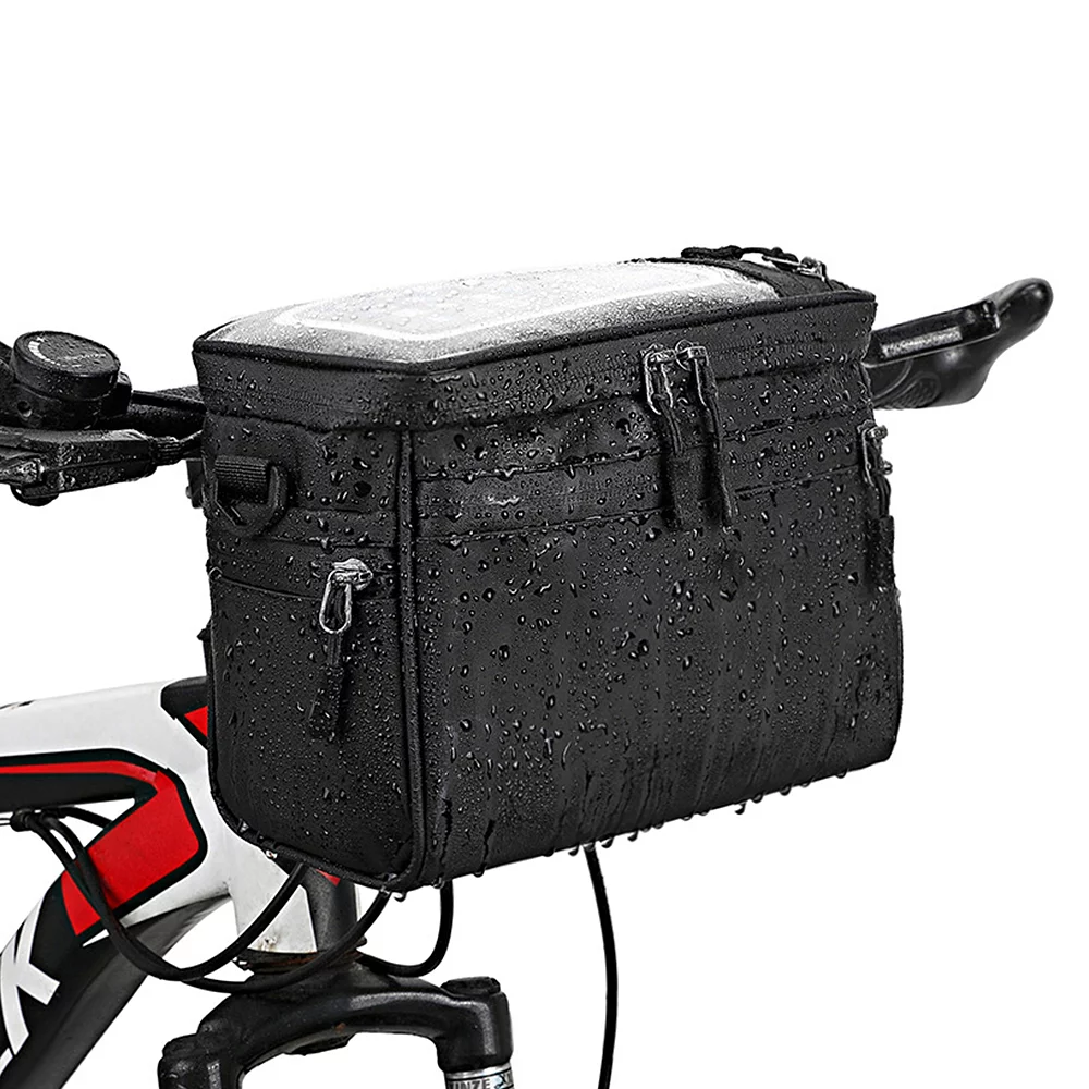 Tomshoo Bike Front Tube Bag with Dual Zipper Closure, Water Resistant PVC, Black
