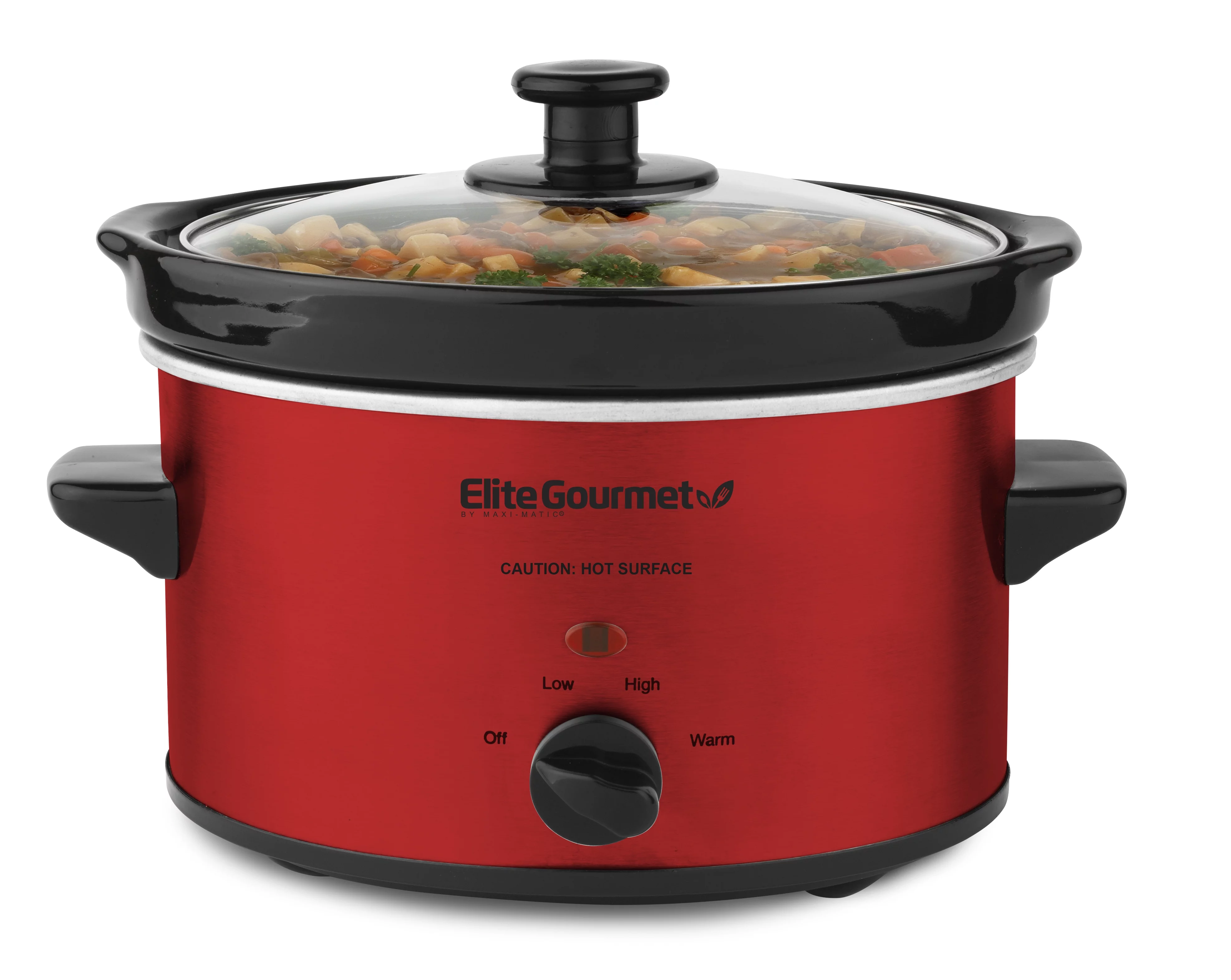 Elite Gourmet 2 Qt Oval Slow Cooker Red