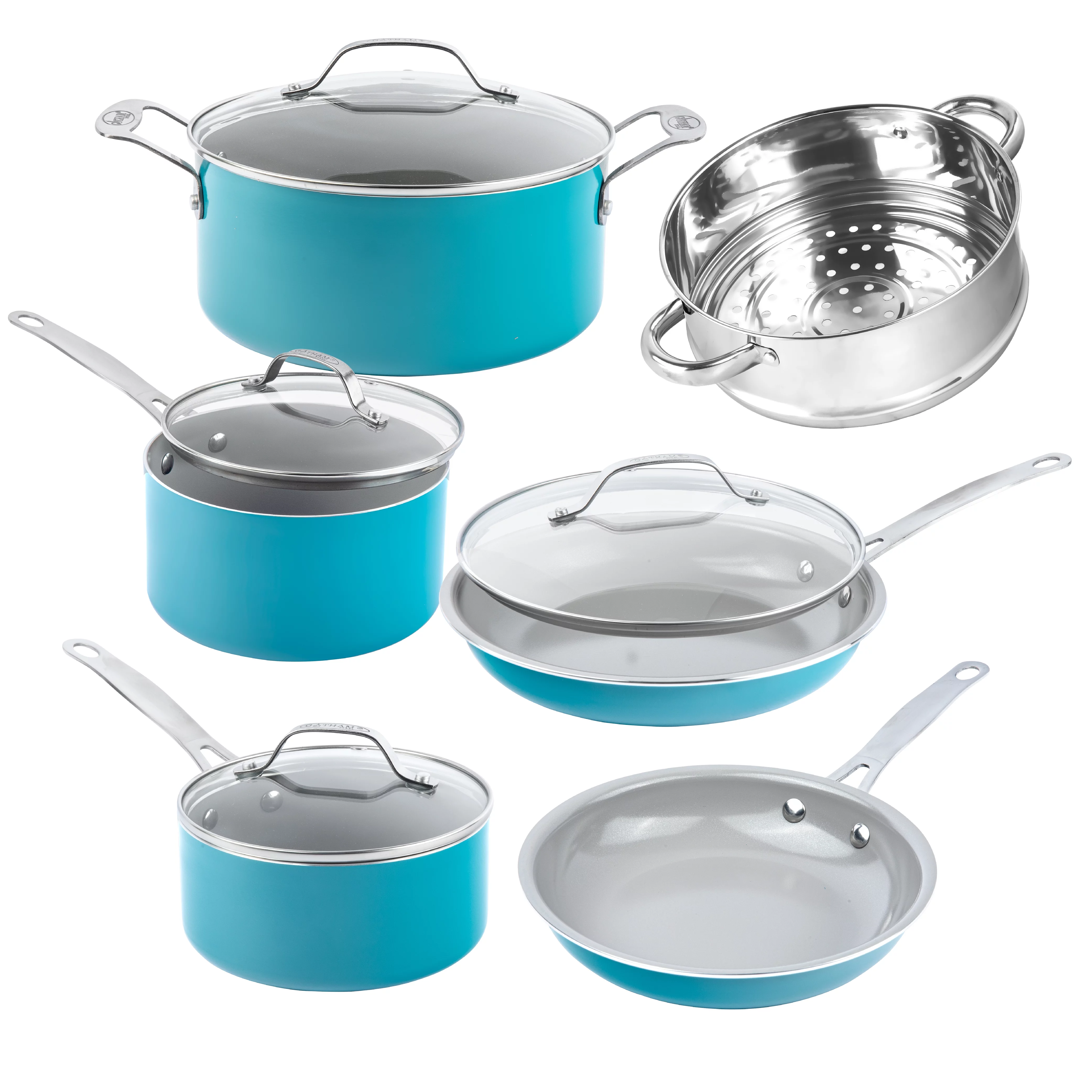 Gotham Steel 10Pc Pots and Pans Set Nonstick Cookware Set Blue