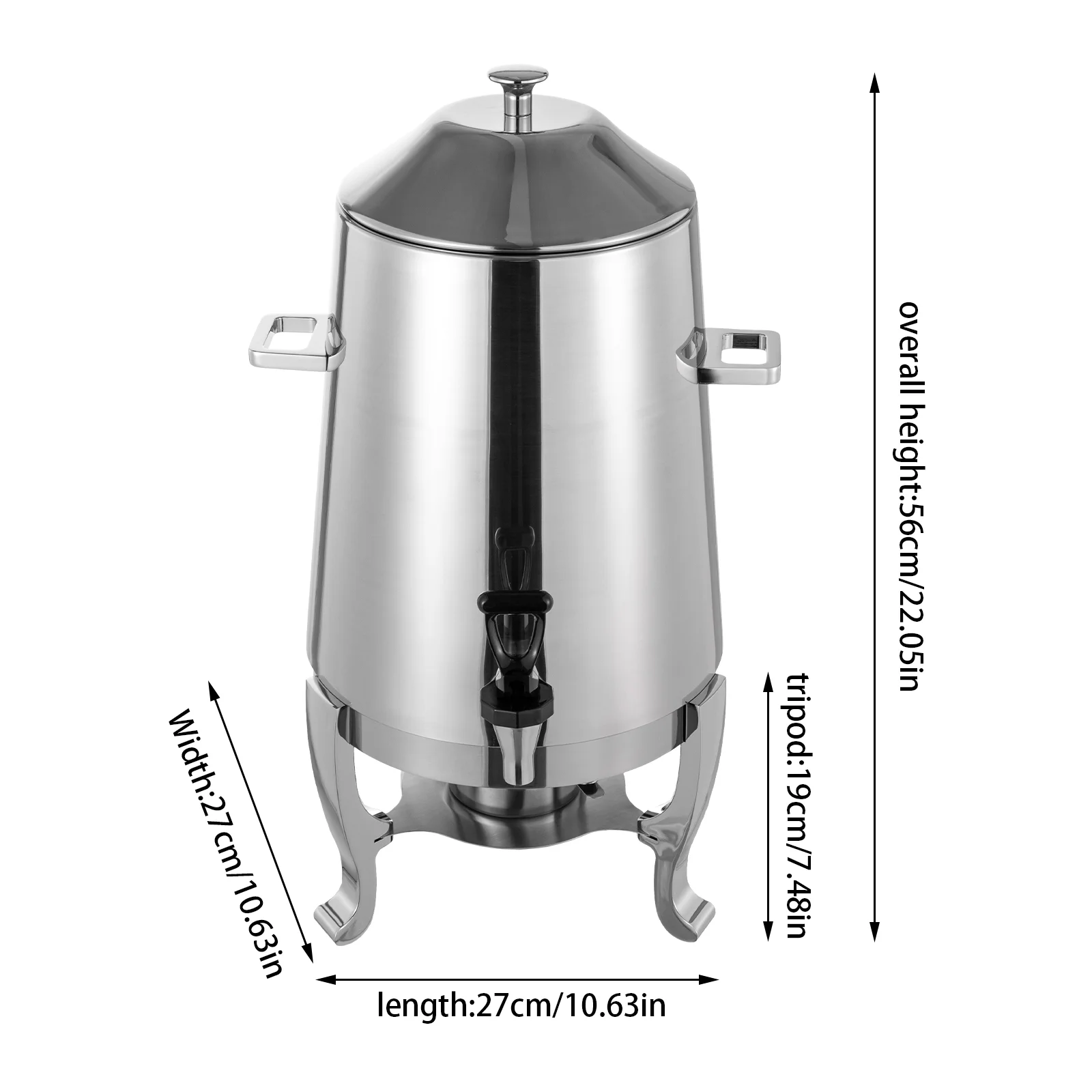 Stainless Steel Hot Beverage Drink Dispenser Can, Electric Coffee Urn with Fuel Holder 2-Way Continuous Heating, Tea Water Coffee Chafer Urn with Spigot for Parties Buffet Catering 13L/3.4 Gallon