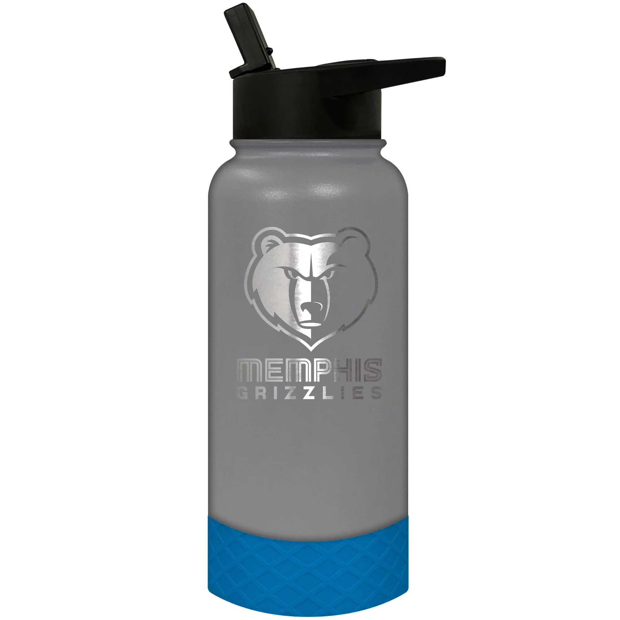Memphis Grizzlies 32 oz Gray NBA Stainless Steel Water Bottle with Straw Lid