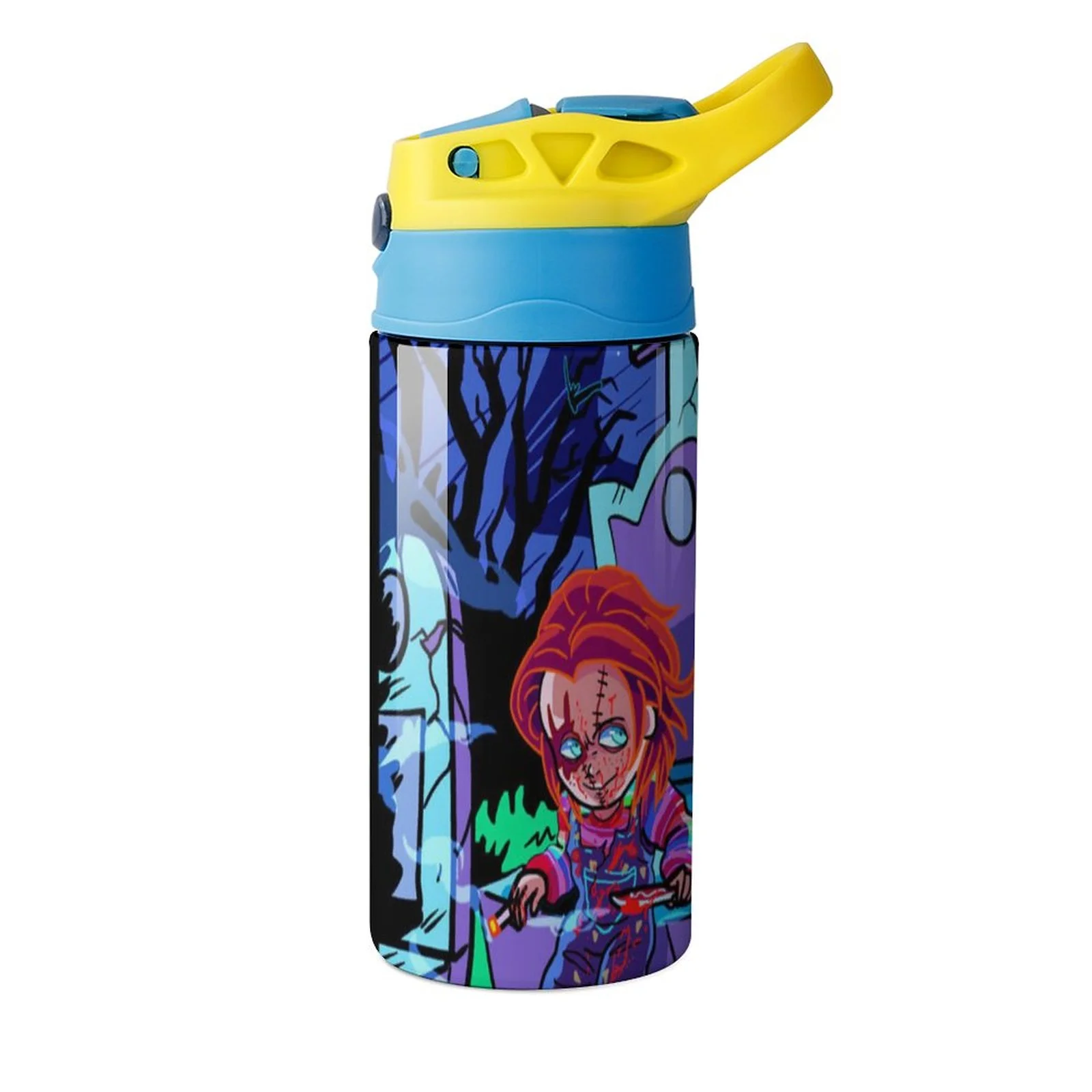 Child Cartoon Play Chucky Kid's Insulated Water Bottle With Straw Vacuum Stainless Steel Cup Leak-Proof Children Toddler Thermoses
