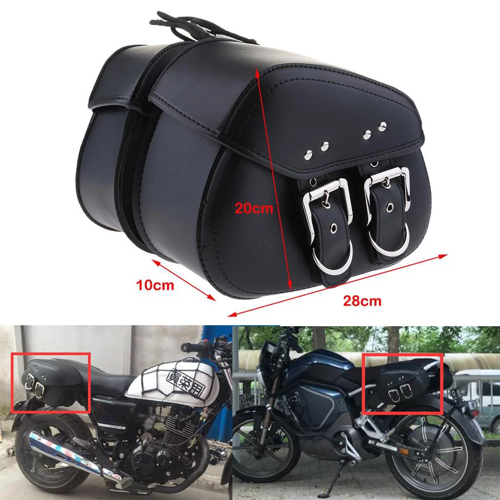 Scratch Resistance Motorcycle Brown Leather Saddle Bag Two