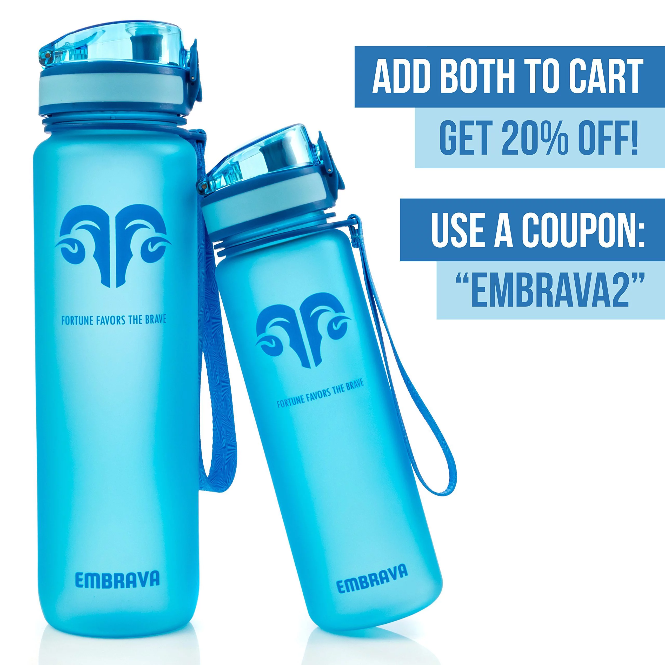 Embrava Best Sports Water Bottle - 32oz Large - Fast Flow, Flip Top Leak Proof Lid w/One Click Open - Non-Toxic BPA Free & Eco-Friendly Tritan Co-Polyester Plastic (blue)