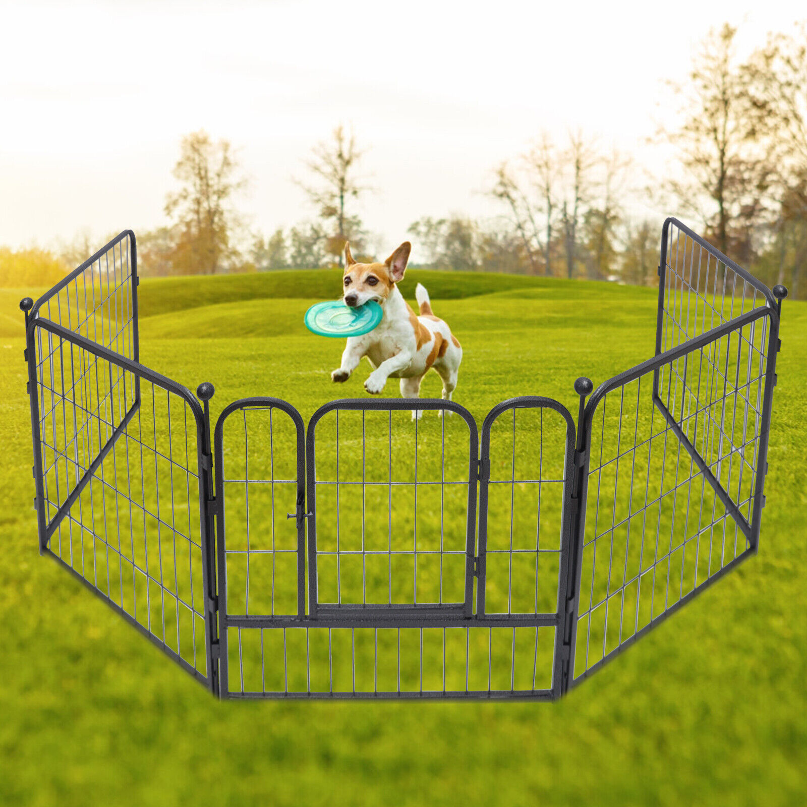 Miumaeov 10 Panels 23.6'' Height Dog Playpen Crate Fence Pet Play Pen Exercise Cage For Puppy/Rabbit/Small Animals