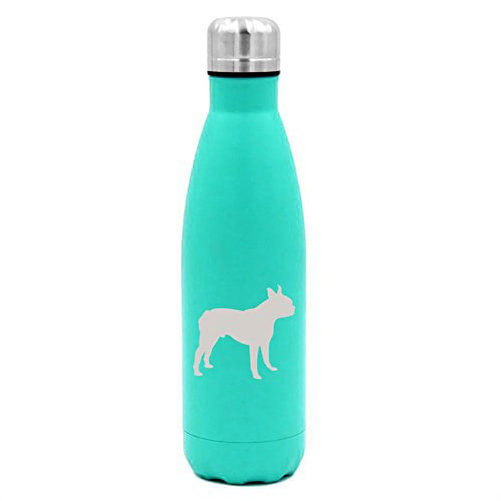 17 oz. Double Wall Vacuum Insulated Stainless Steel Water Bottle Travel Mug Cup Boston Terrier (Light-Blue)
