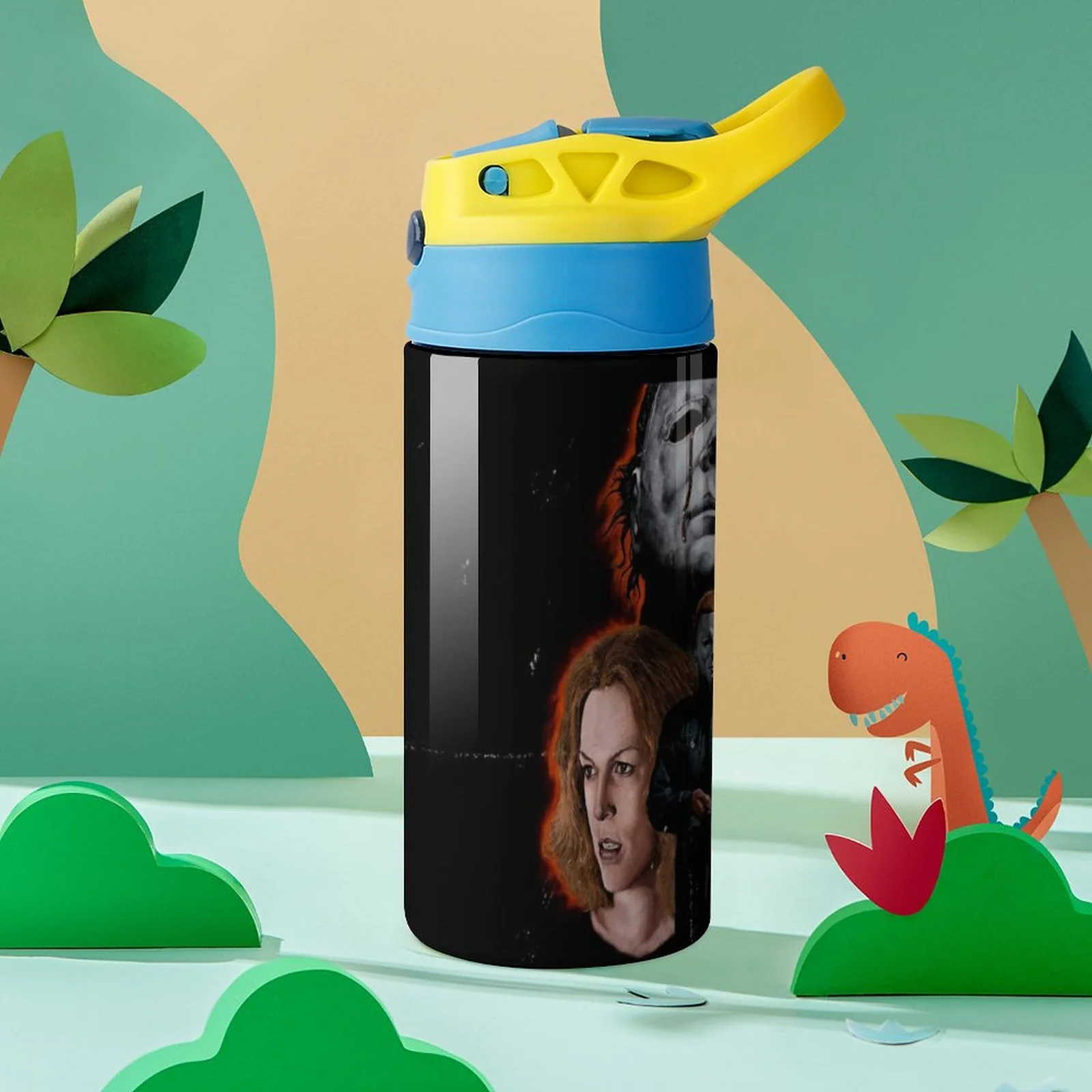 Michael Myers Characters Kid's Insulated Water Bottle With Straw Vacuum Stainless Steel Cup Leak-Proof Children Toddler Thermoses