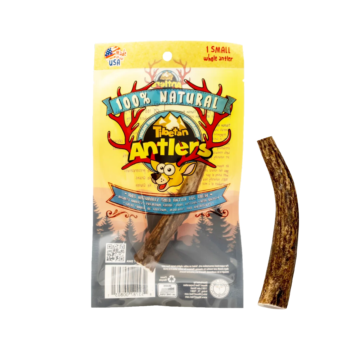 Tibetan Whole Antler Medium Pack Dog Chew, Natural and Long lasting Dog Treats for Dogs under 35 lbs