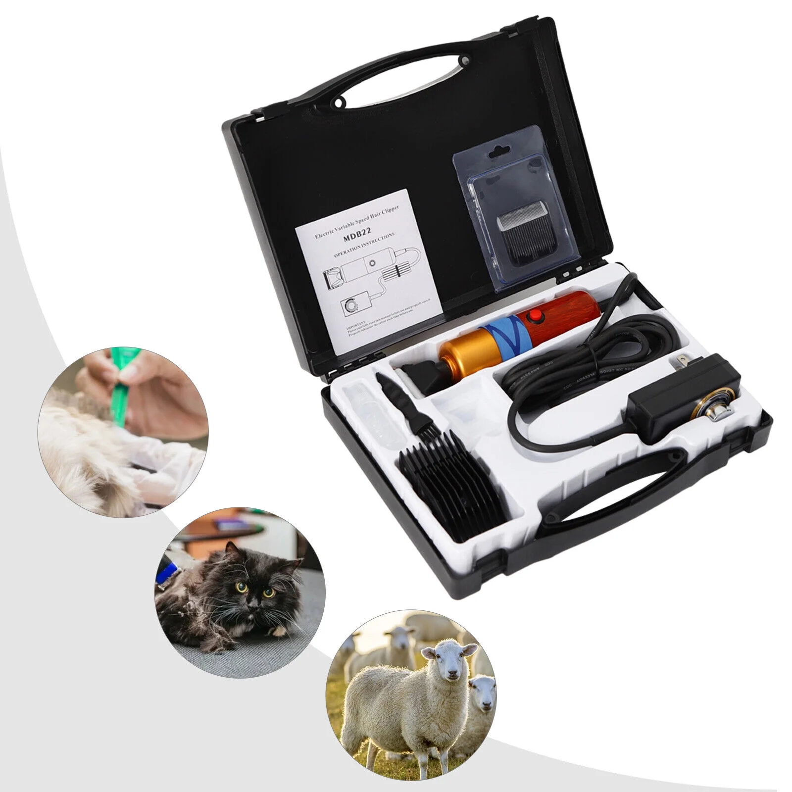 Oukaning 200W Electric Animal Shave Grooming+Brush Livestock Groomer 110V