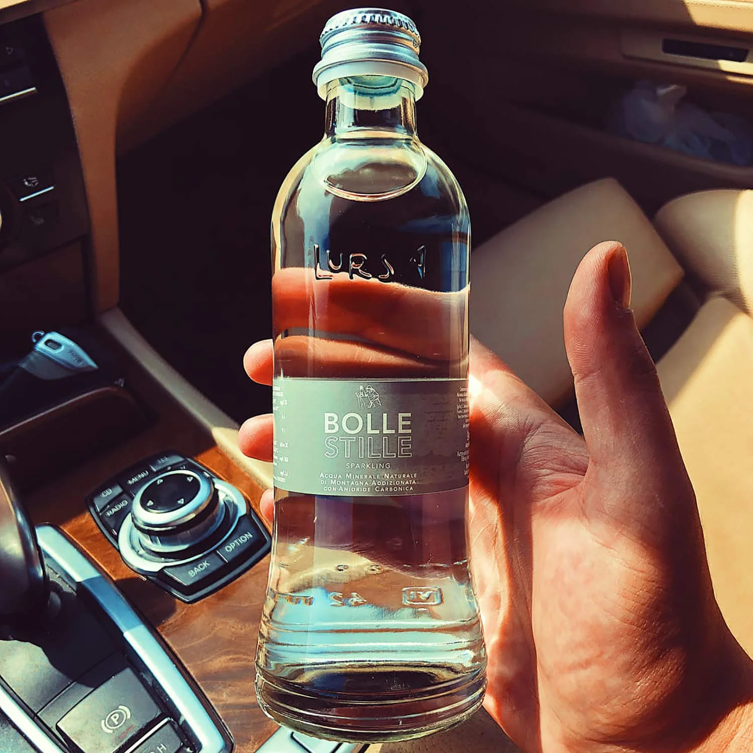 Alu Bolle (Sparkling) Natural Spring Mineral Water, 11 Fl Oz (5 Glass Bottles)