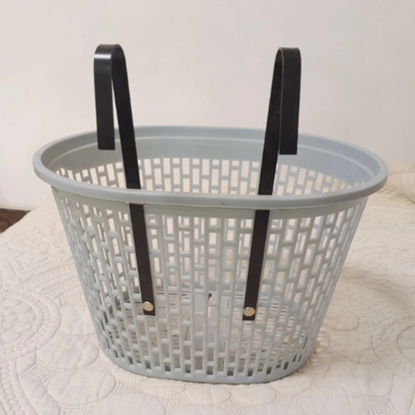 Folding Bike Frame Basket, Bike Cargo Rack Balance Bike Tricycle, Pet Carrying Carrier, Boys Multi Purpose Camping, Bike Handlebar Front Basket Grey