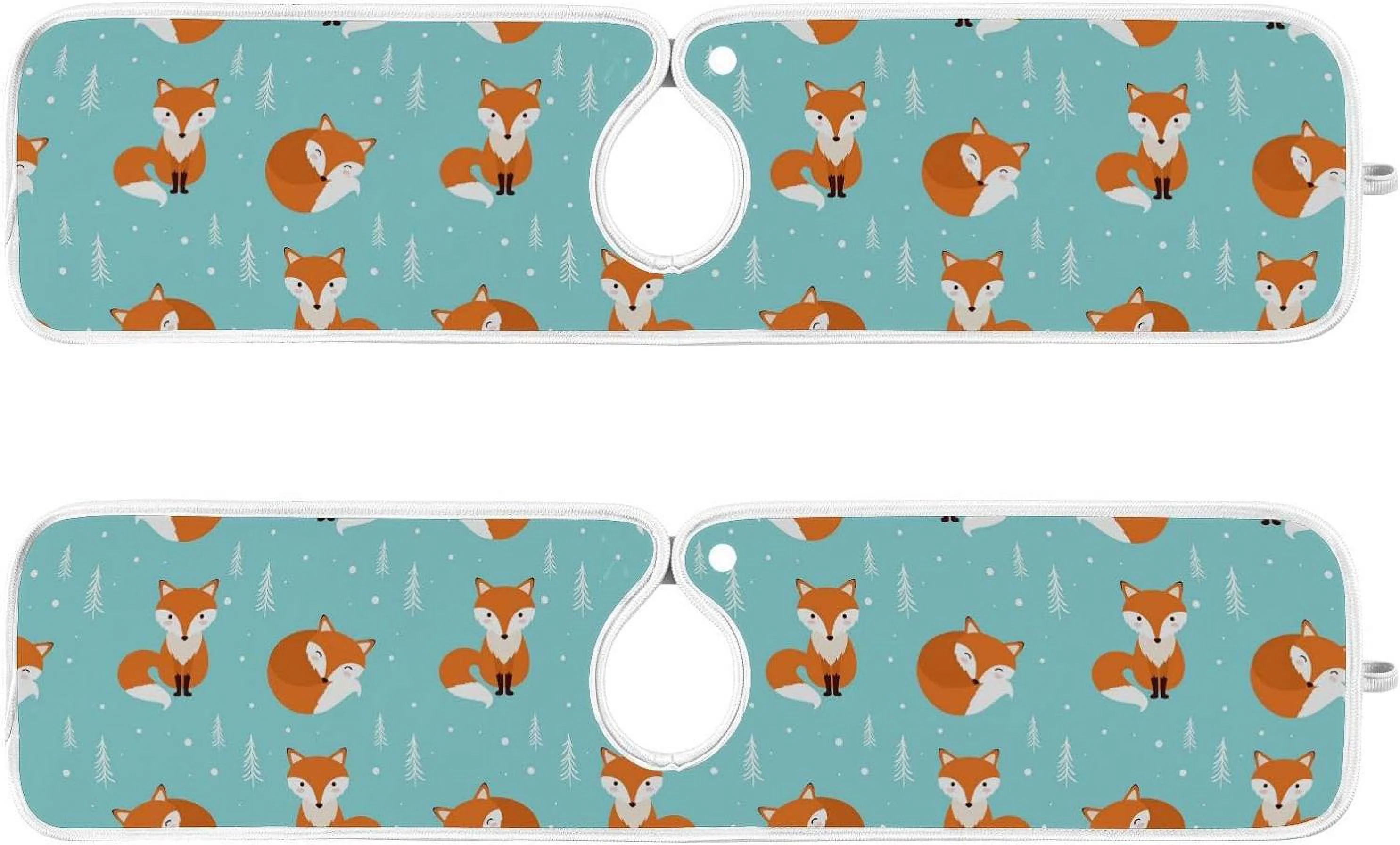 Coolnut 2 Pack Faucet Mats Splash Guard for Kitchen Sink,Fox Blue 23x5 Inch Super Absorbent Microfiber Sink Protector Mat, Kitchen Sink Mat Machine Washable Kitchen Sink Accessories