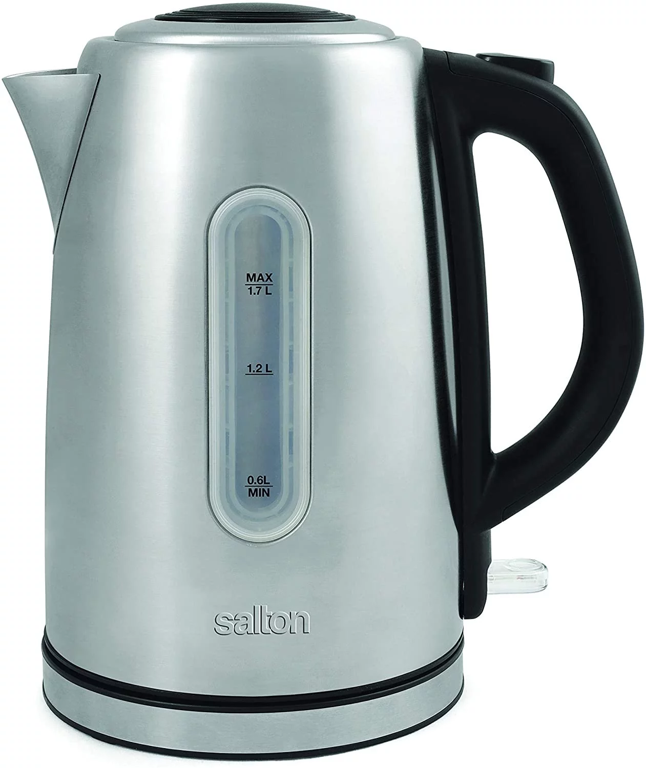 Salton Cordless Electric Stainless Steel Kettle, Water Boiler and Tea Heater, 1.7 Liter/Quart with Automatic Shut-Off and Boil-Dry Protection, Water Level Window, 1500 Watts JK1903