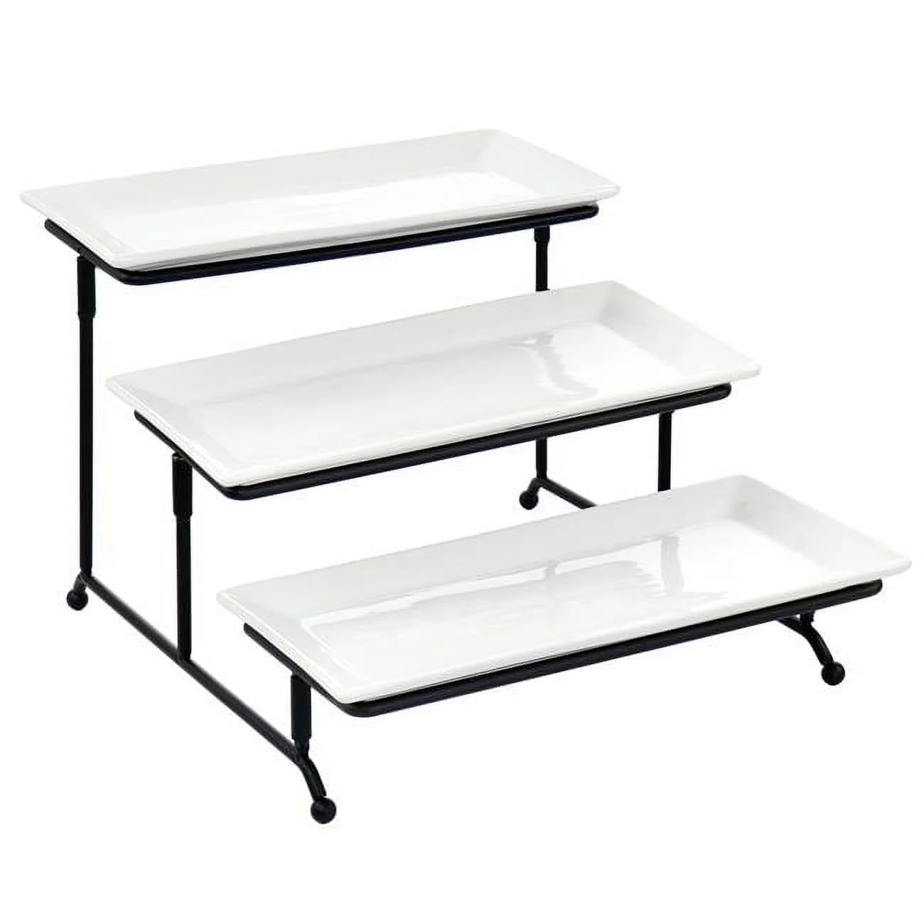3 Tier Rectangular Plate Porcelain Serveware Set