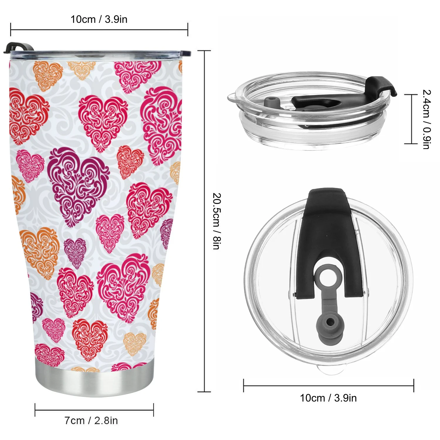 Hidove Stainless Steel Tumbler, Valentines Designed Background 30oz Leak Proof & Stainless Steel Bottle for Hot & Cold Drinks - Coffee Travel Mug, Water Metal Canteen, Thermal Cup