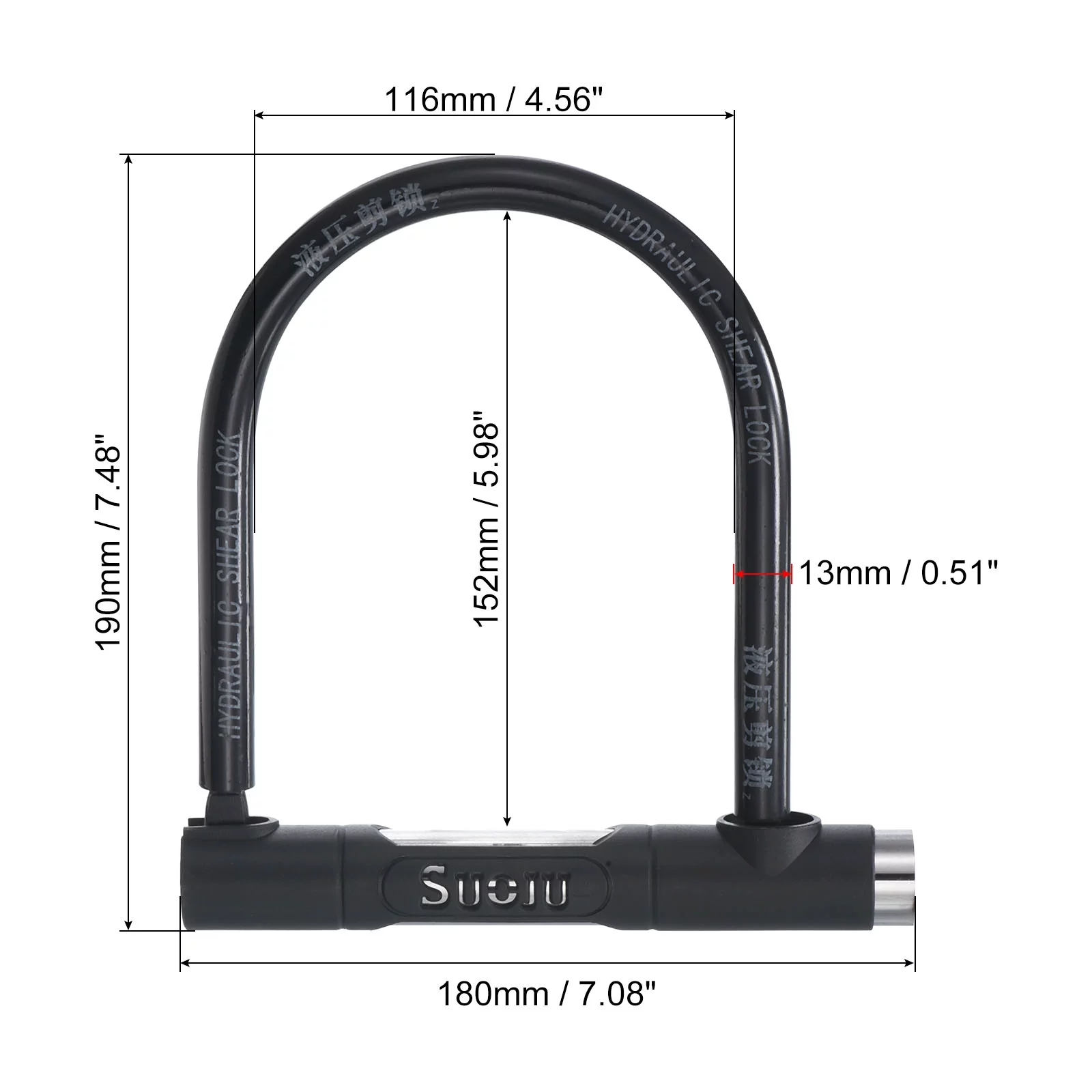 Bike U Lock with 2 Keys Anti Theft Bicycle Lock 13mm Security Lock for Scooters Motorcycle, Black 2 Pack