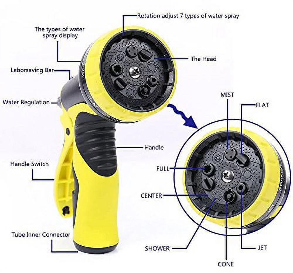 SOGA 50 Ft Expandable Garden Hose with Spray Nozzle 9 Switch Patterns of Watering Hose, Garden Wash Hose, Car Wash, Latex Tube Pipe Solid Brass Durable, Pet Showering Wash Include Hanger - Black