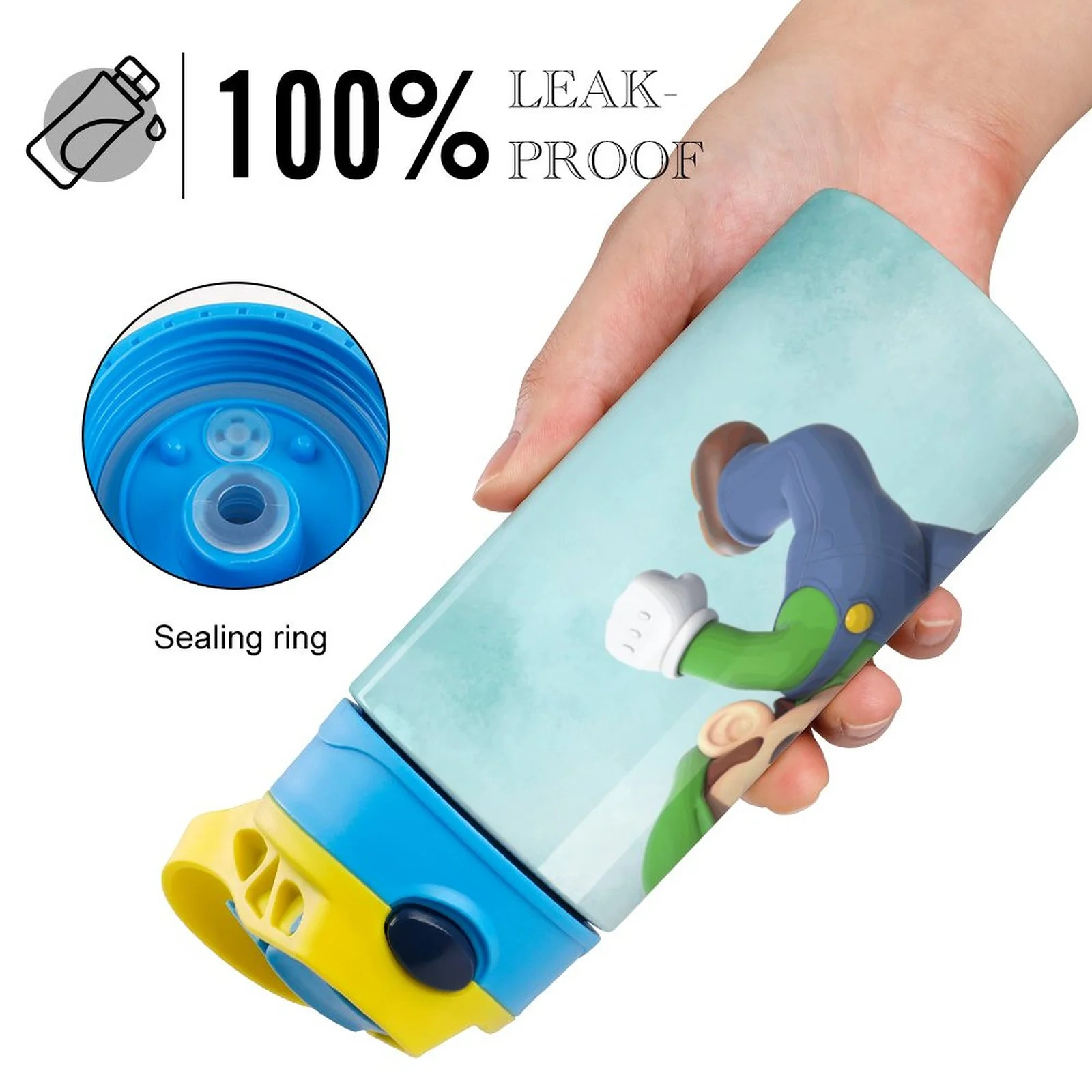 Luigi's Mansion Kid's Insulated Water Bottle With Straw Vacuum Stainless Steel Cup Leak-Proof Children Toddler Thermoses