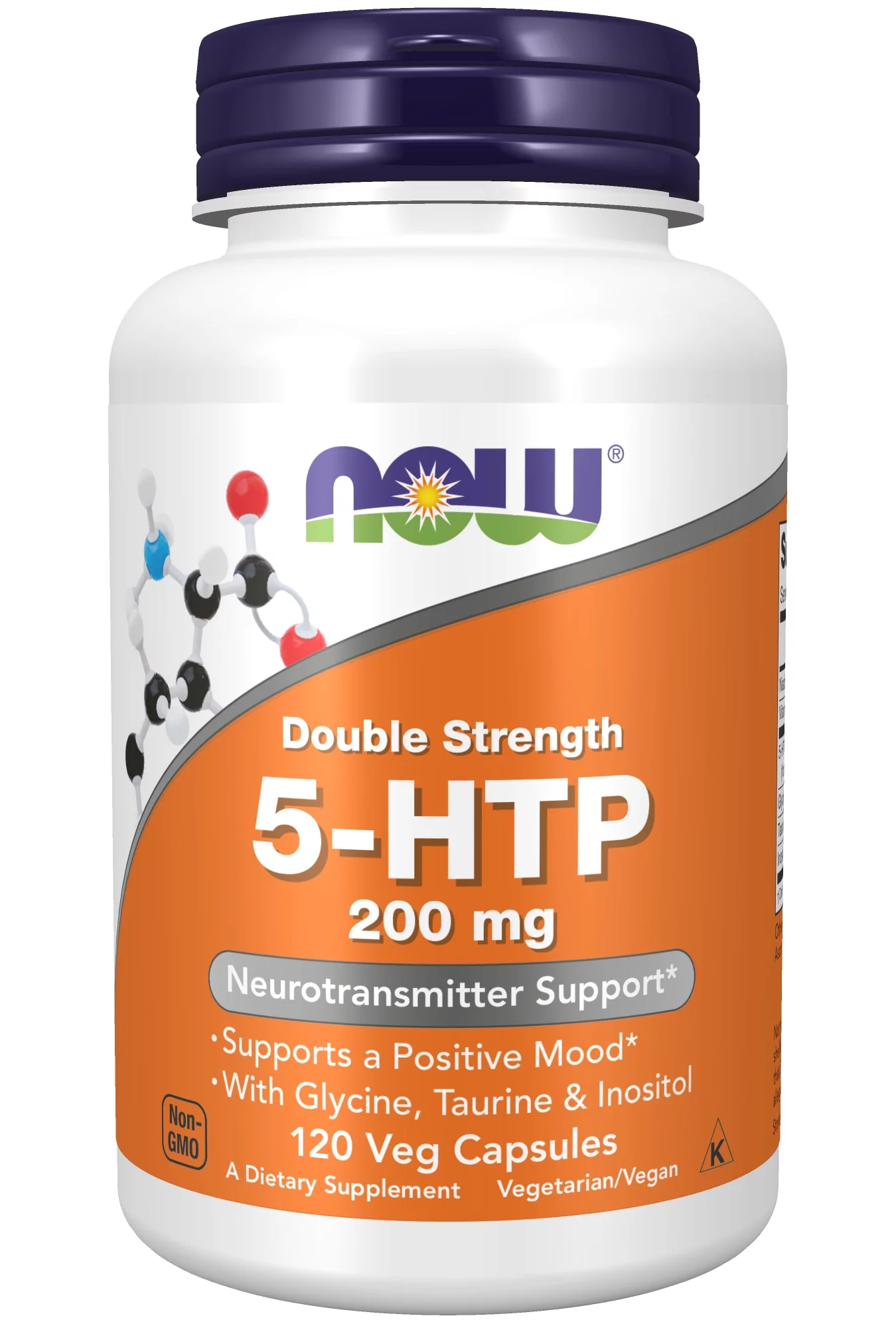 NOW Supplements, 5-HTP (5-hydroxytryptophan) 200 mg, Double Strength, Neurotransmitter Support*, 120 Veg Capsules