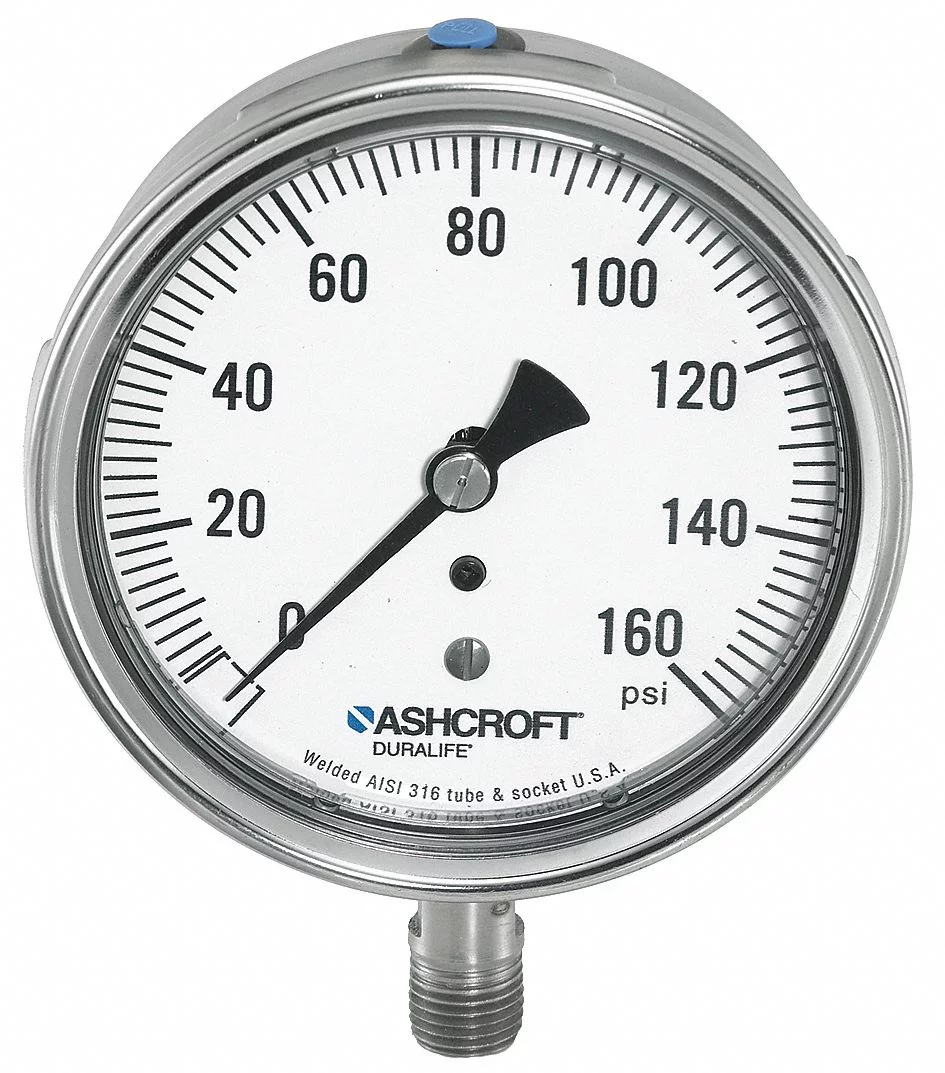 Ashcroft Gauge,Pressure,304 SS,Glycerin,2-1/2 in.  251009SWL02L15#