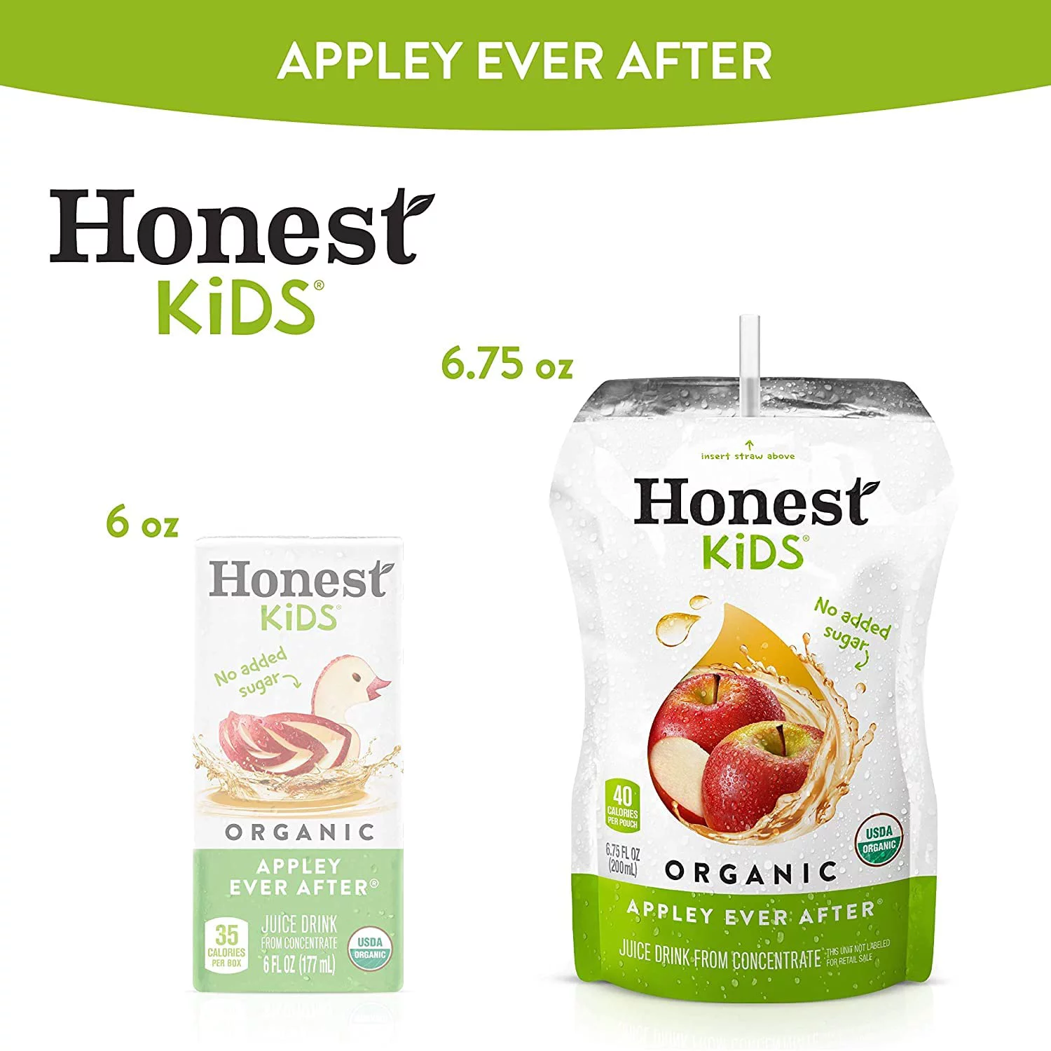 Honest Kids Appley Ever After Juice Drink, 6.75 Fluid Ounce - 8 per pack - 4 packs per case.