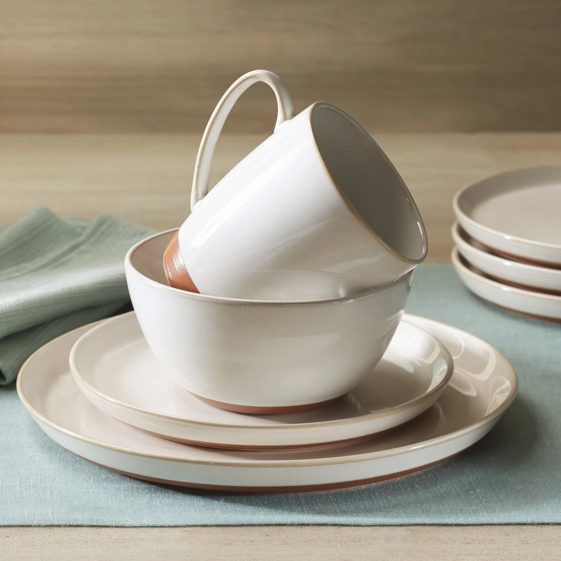 Better Homes & Gardens Claybrooke Stoneware Cream Dinner Plates, Set of 4