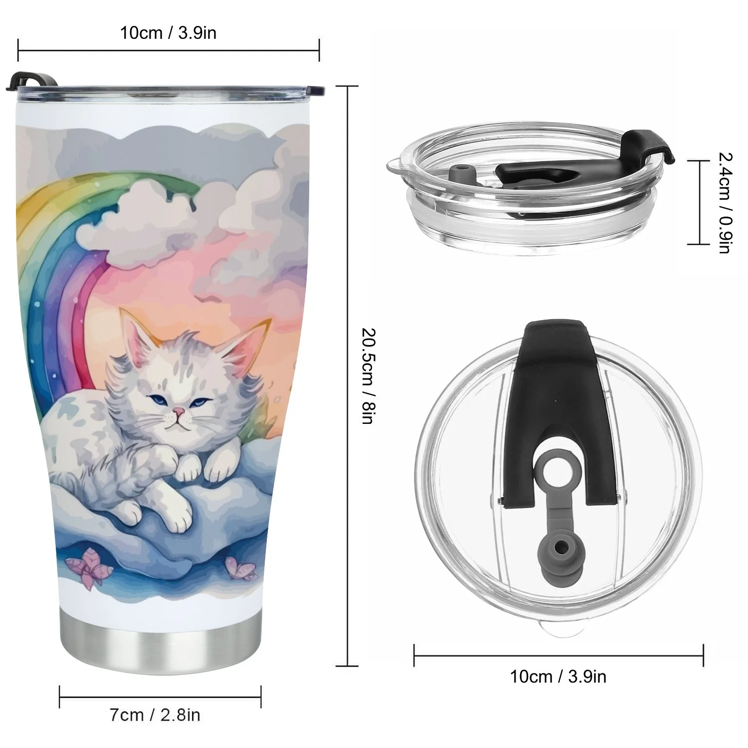 Hidove Stainless Steel Tumbler, Fairy Cute Cat 30oz Leak Proof & Stainless Steel Bottle for Hot & Cold Drinks - Coffee Travel Mug, Water Metal Canteen, Thermal Cup