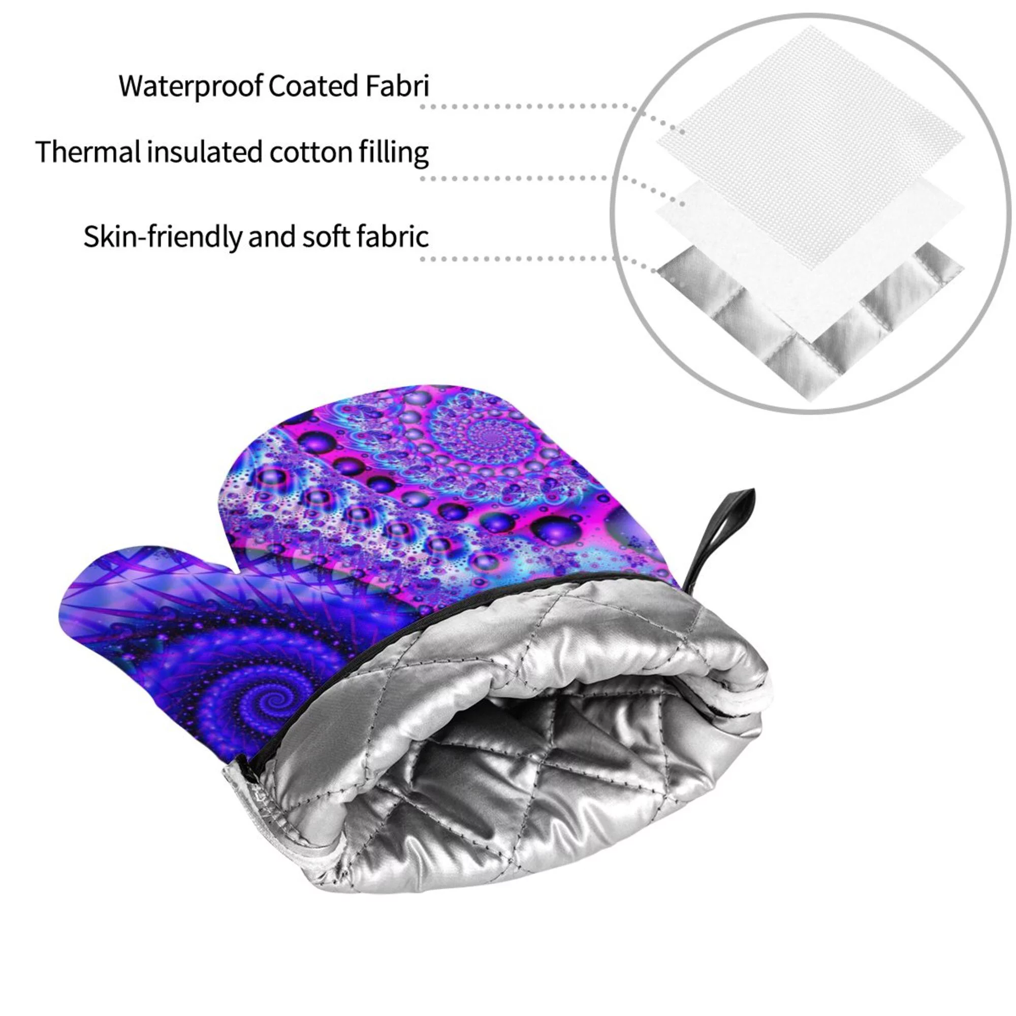 ZICANCN Oven Mitts and Pot Holders Sets,Fantasy Creative Purple Fractal Baking Sets Kitchen Heat Resistant 4 Pieces